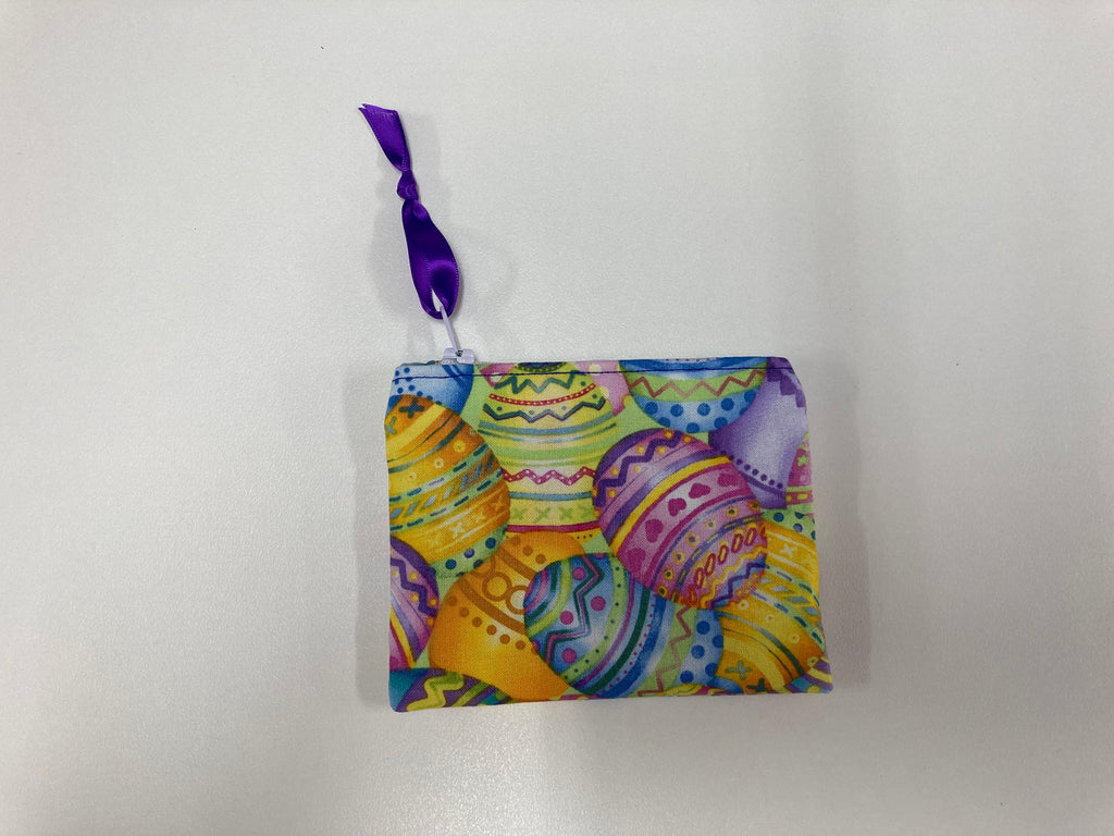 Zip Clutch / Purse / Bag / Pouch - Easter Eggs - Purple Gingham