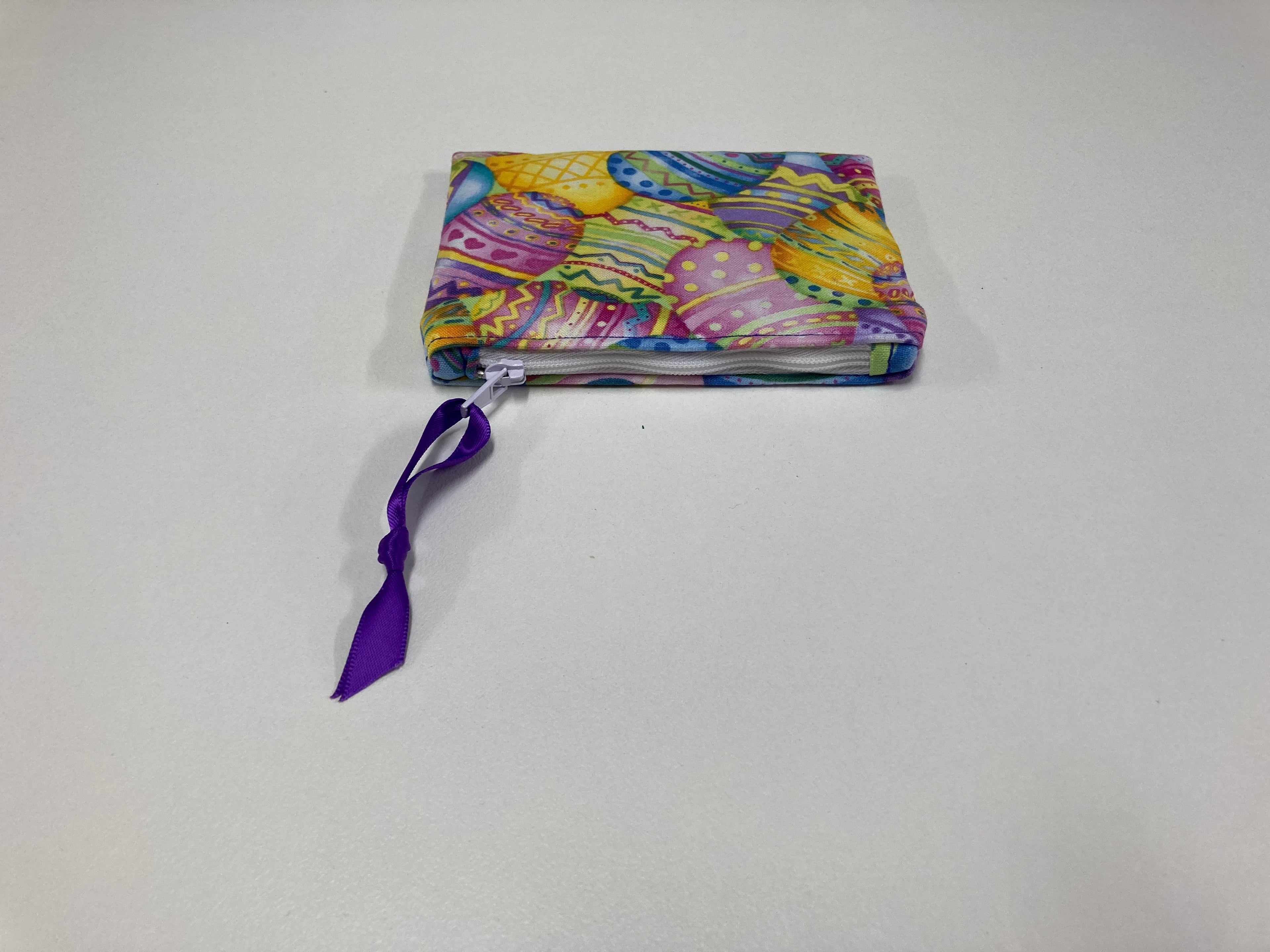 Zip Clutch / Purse / Bag / Pouch - Easter Eggs - Purple Gingham