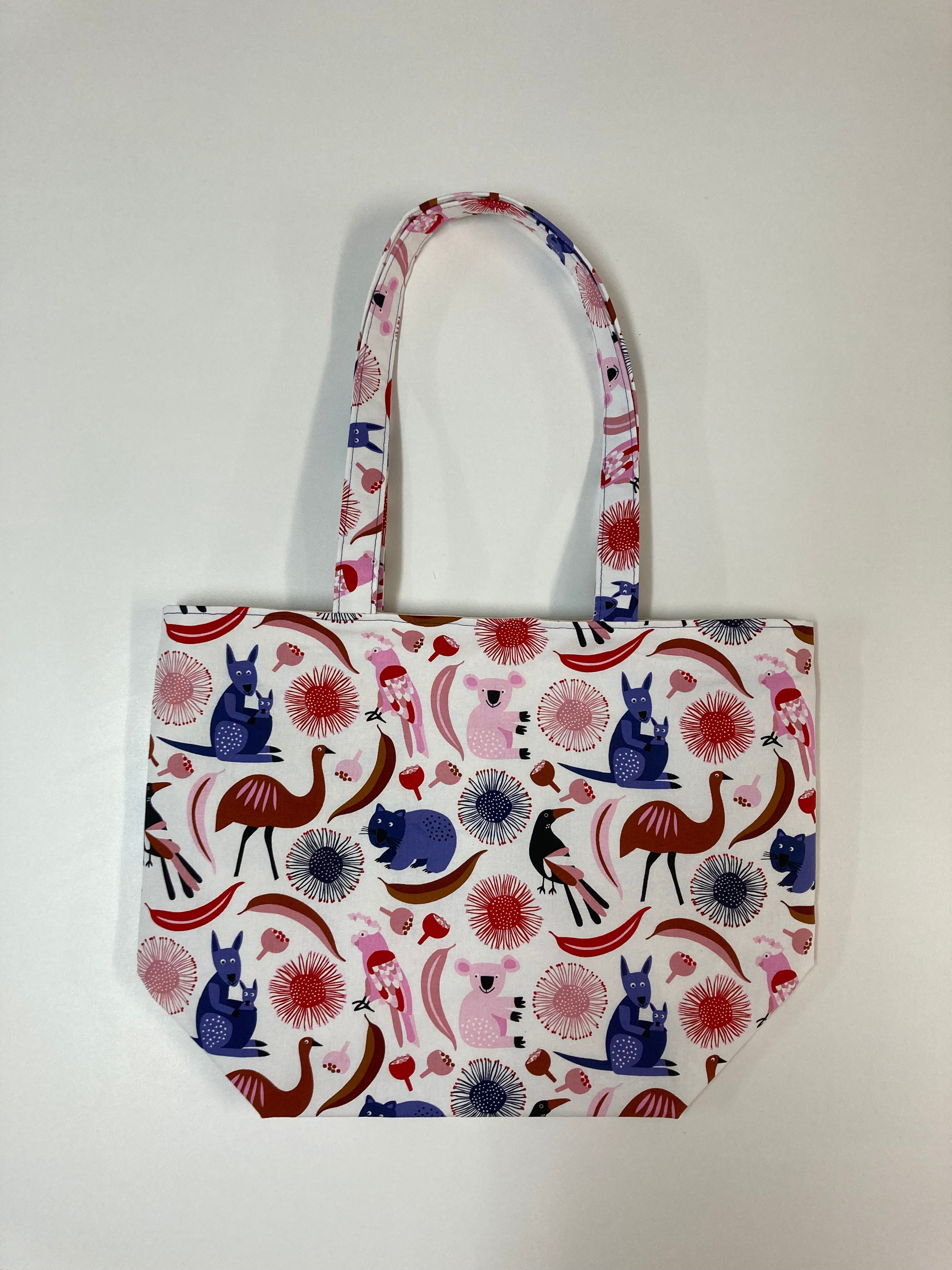 Large Tote Bag – Australian Animals on White