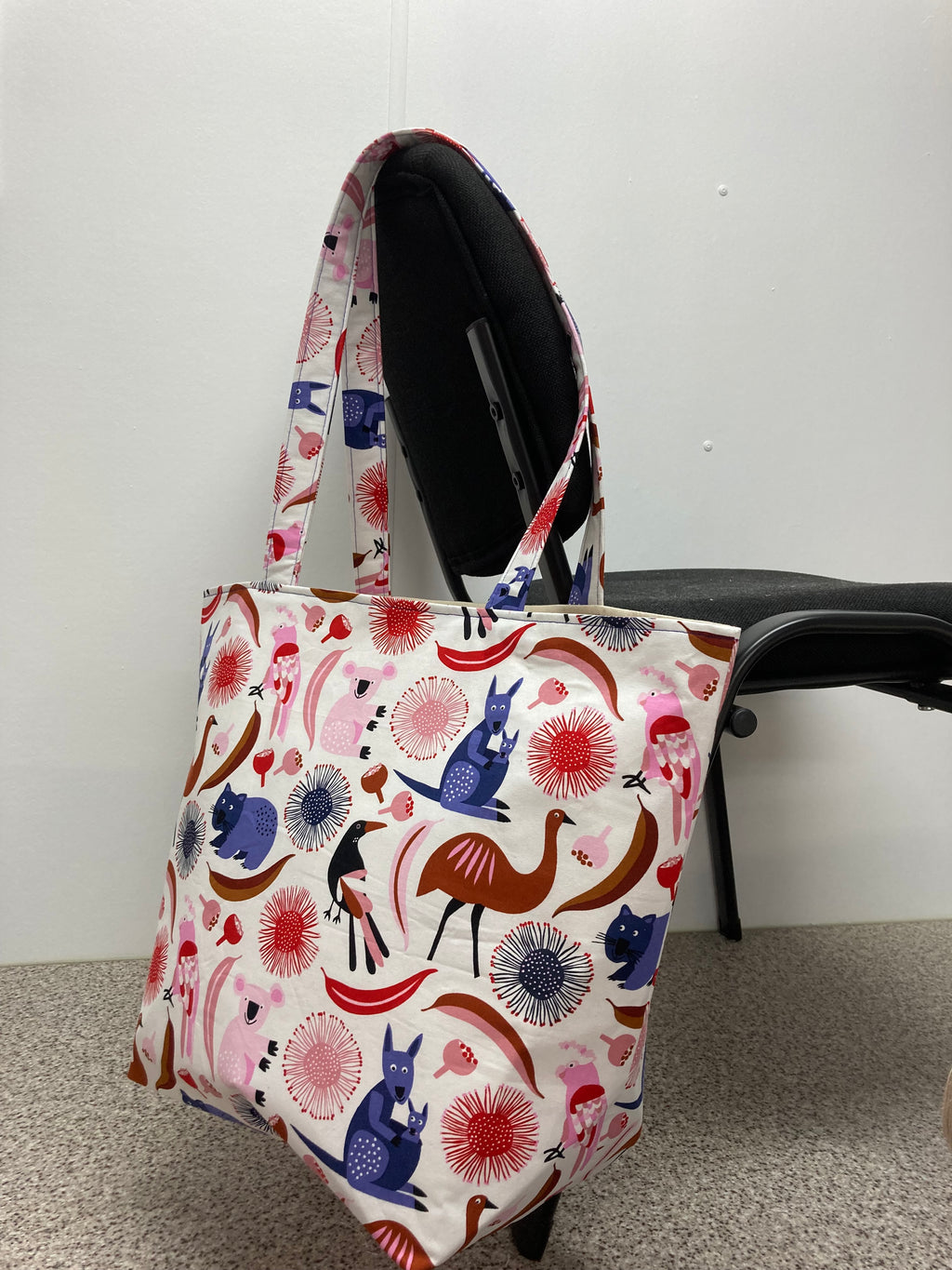 Large Tote Bag – Australian Animals on White