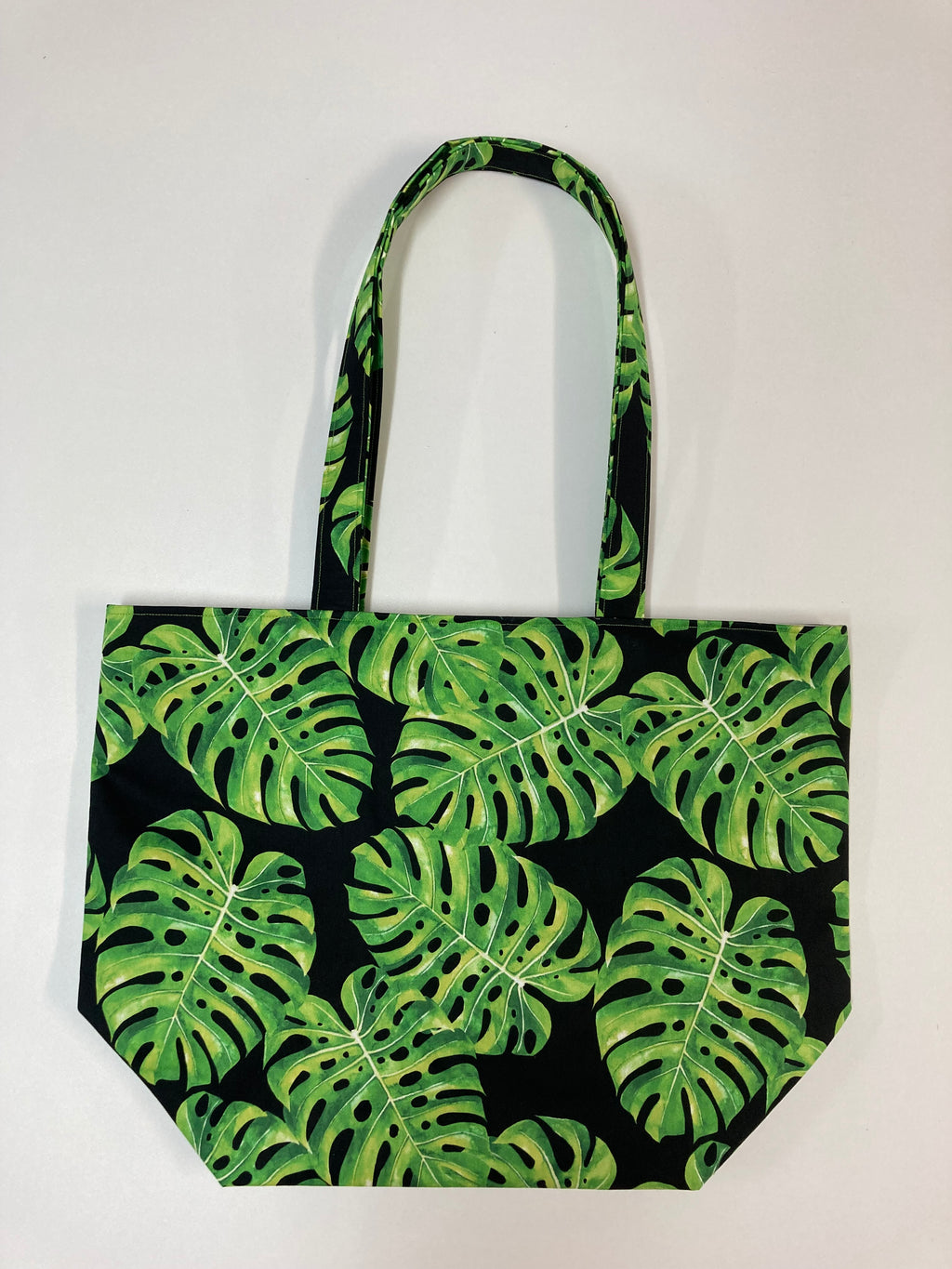 Large Tote Bag – Leaves on Black