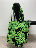Large Tote Bag – Leaves on Black