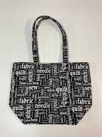 Large Tote Bag – Sewing Words on Black