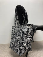 Large Tote Bag – Sewing Words on Black