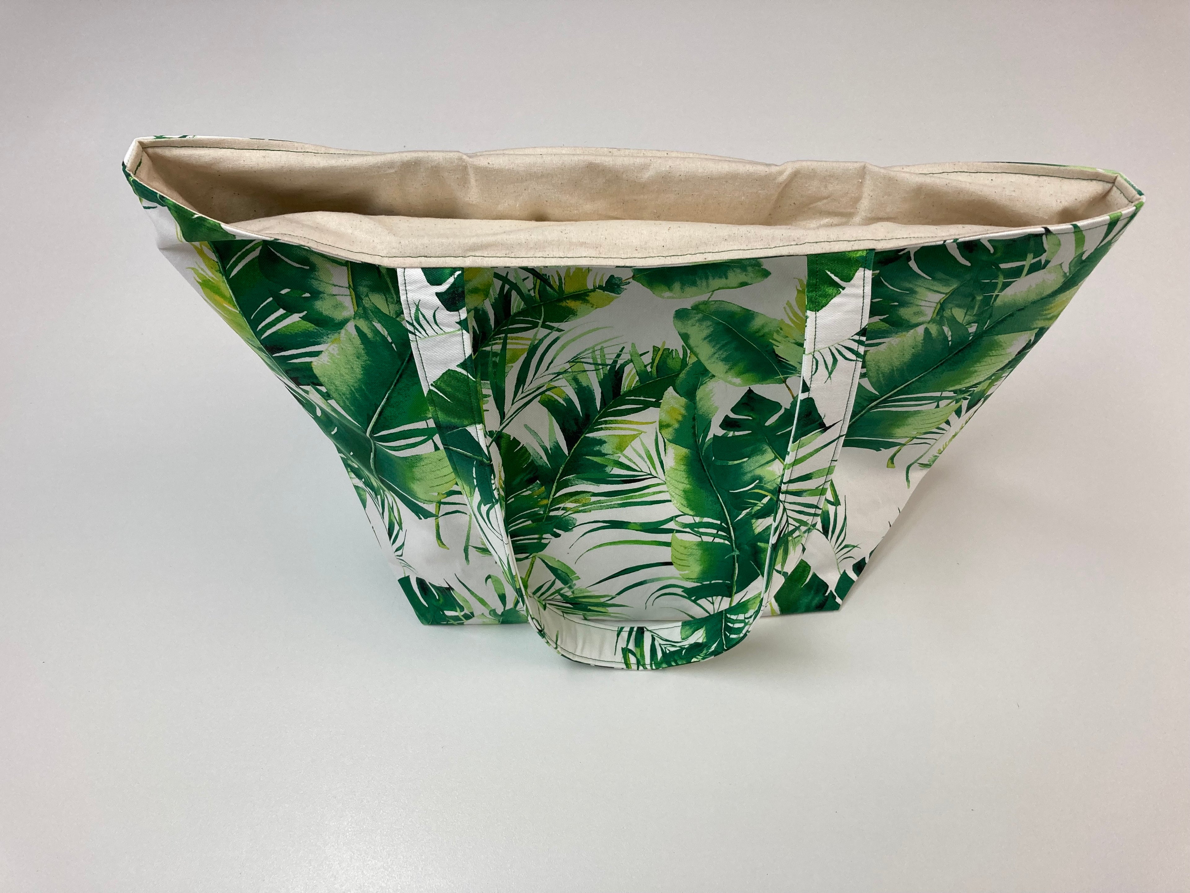 Large Tote Bag – Tropical Leaves on White