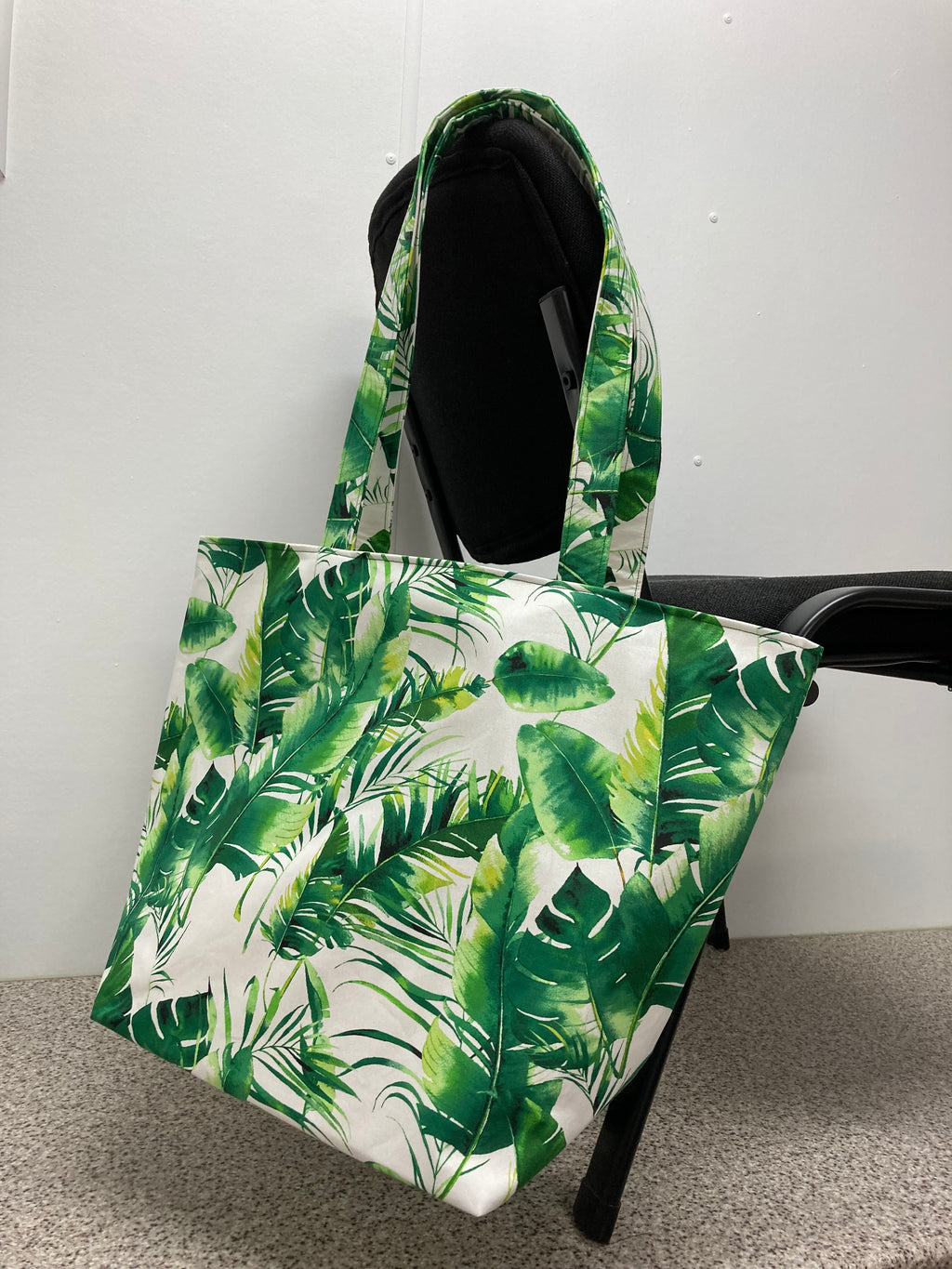 Large Tote Bag – Tropical Leaves on White