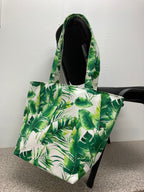 Large Tote Bag – Tropical Leaves on White