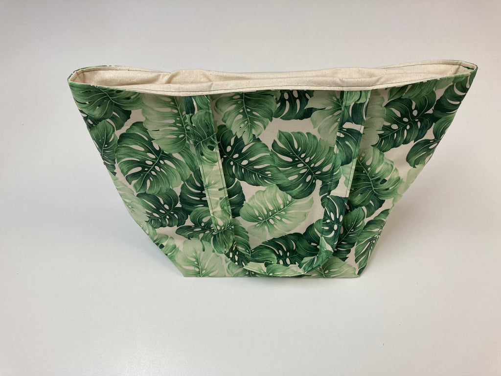 Large Tote Bag – Leaves on Cream