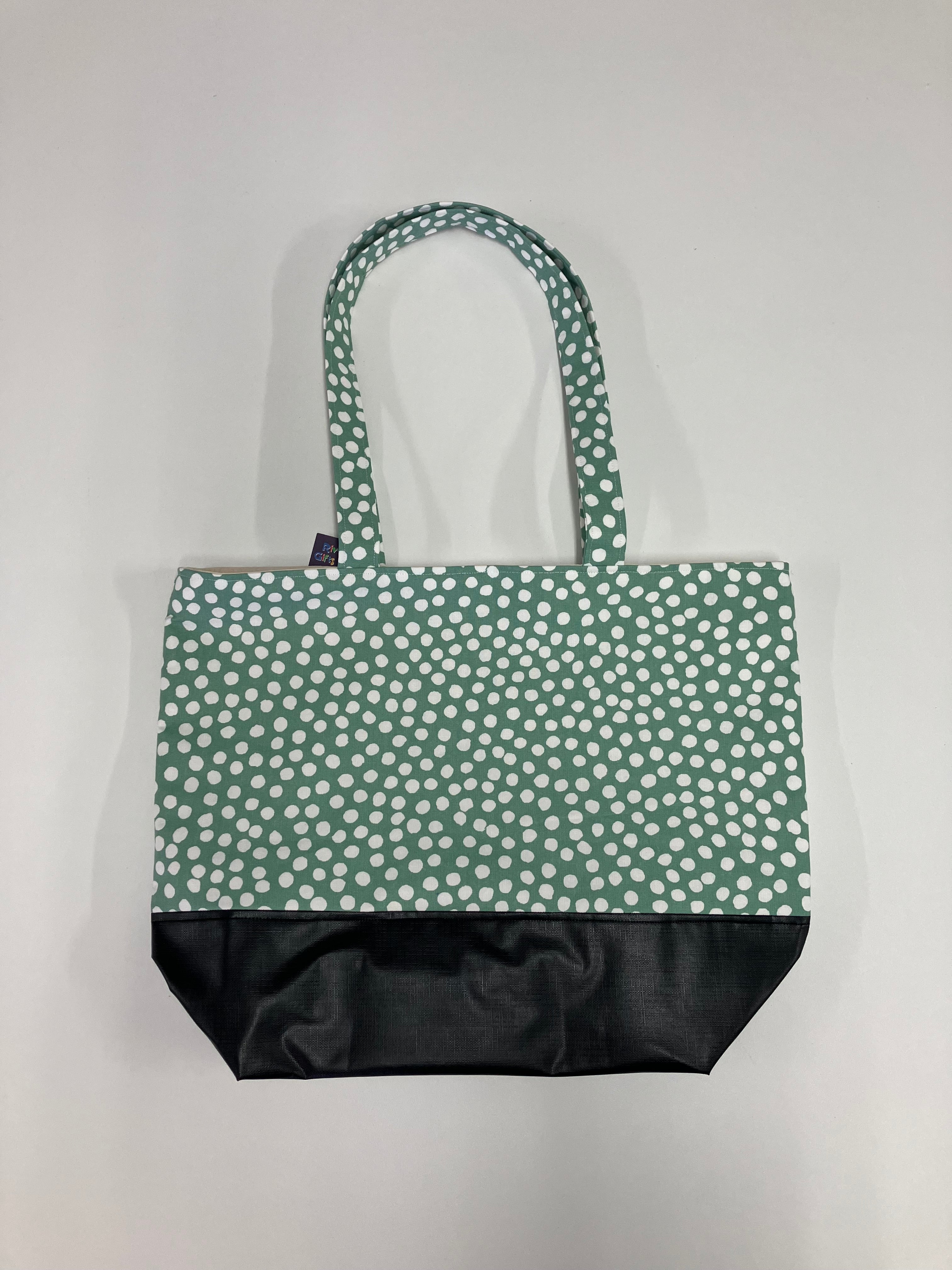 Large Tote Bag with Vinyl Base - Green Spot