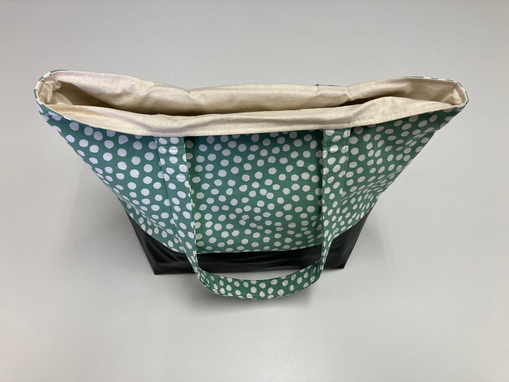 Large Tote Bag with Vinyl Base - Green Spot