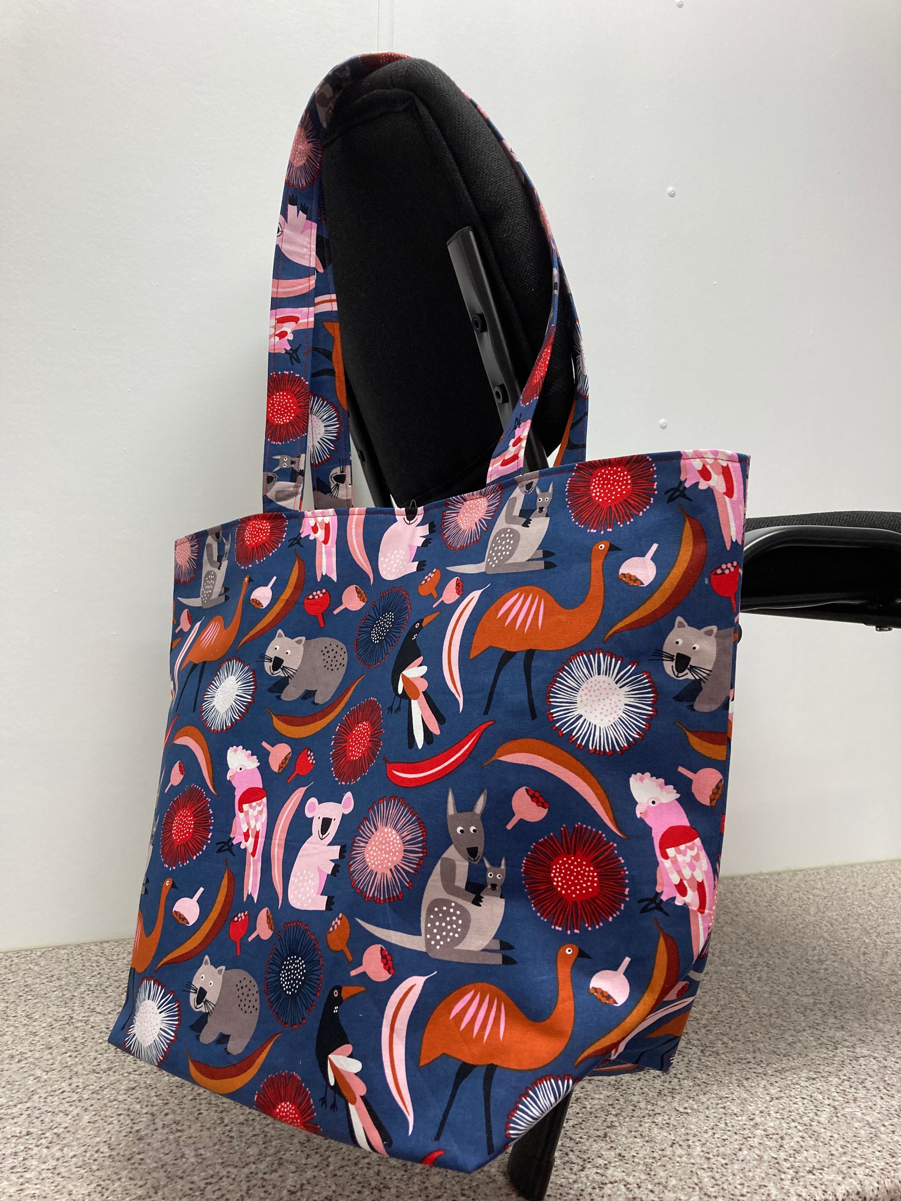 Large Tote Bag – Australian Animals on Navy