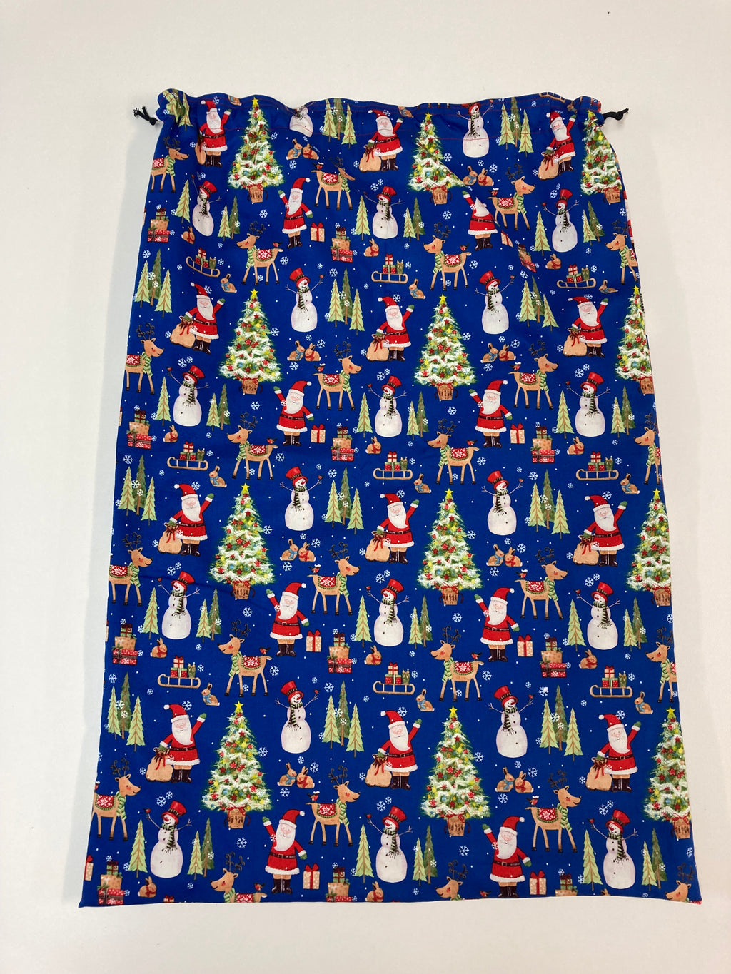 Santa Sack - Large - Christmas Print on Blue