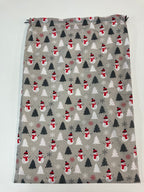 Santa Sack - Large - Snowmen and Xmas Trees on Grey
