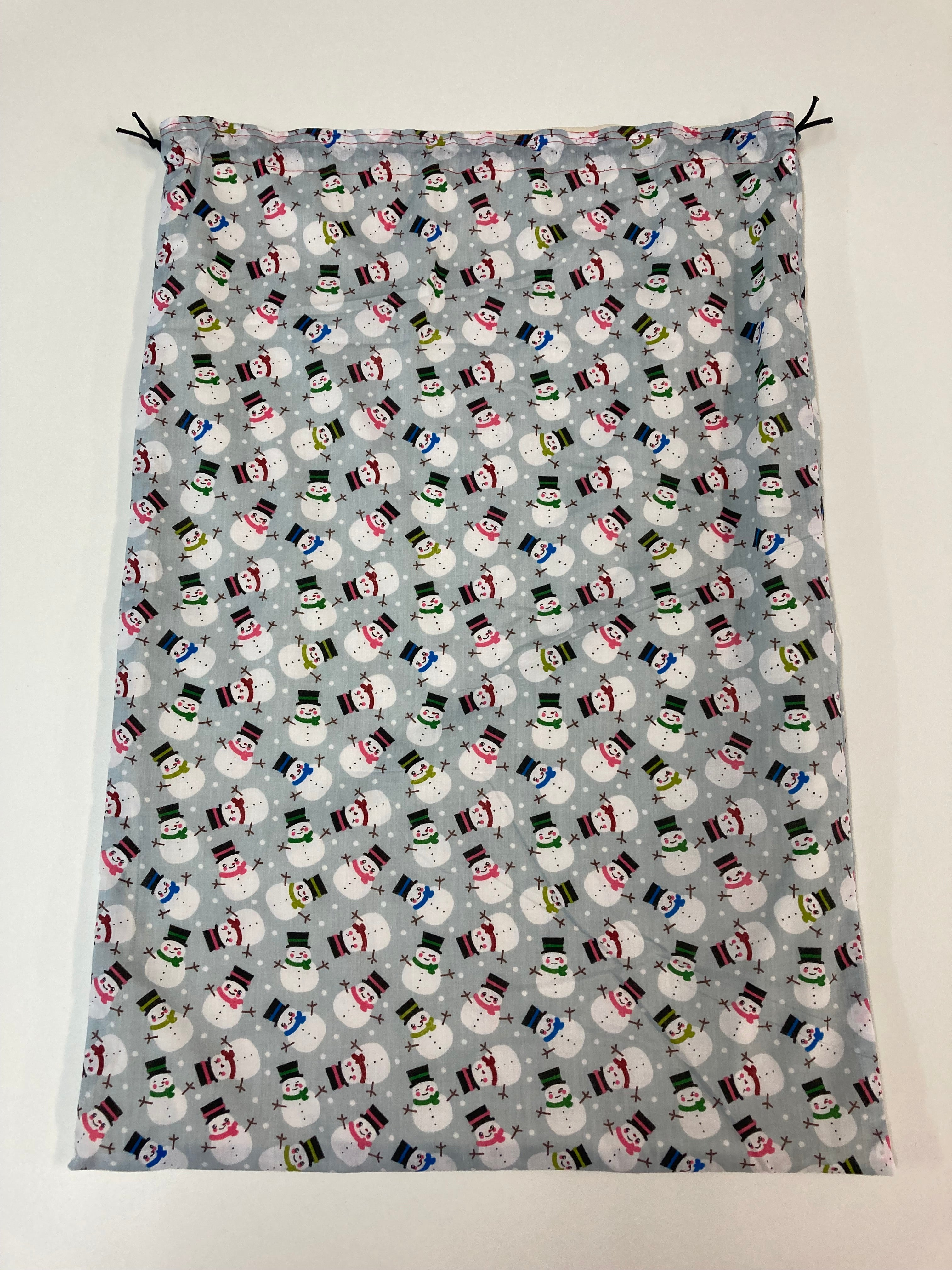 Santa Sack - Large - Snowmen on Grey