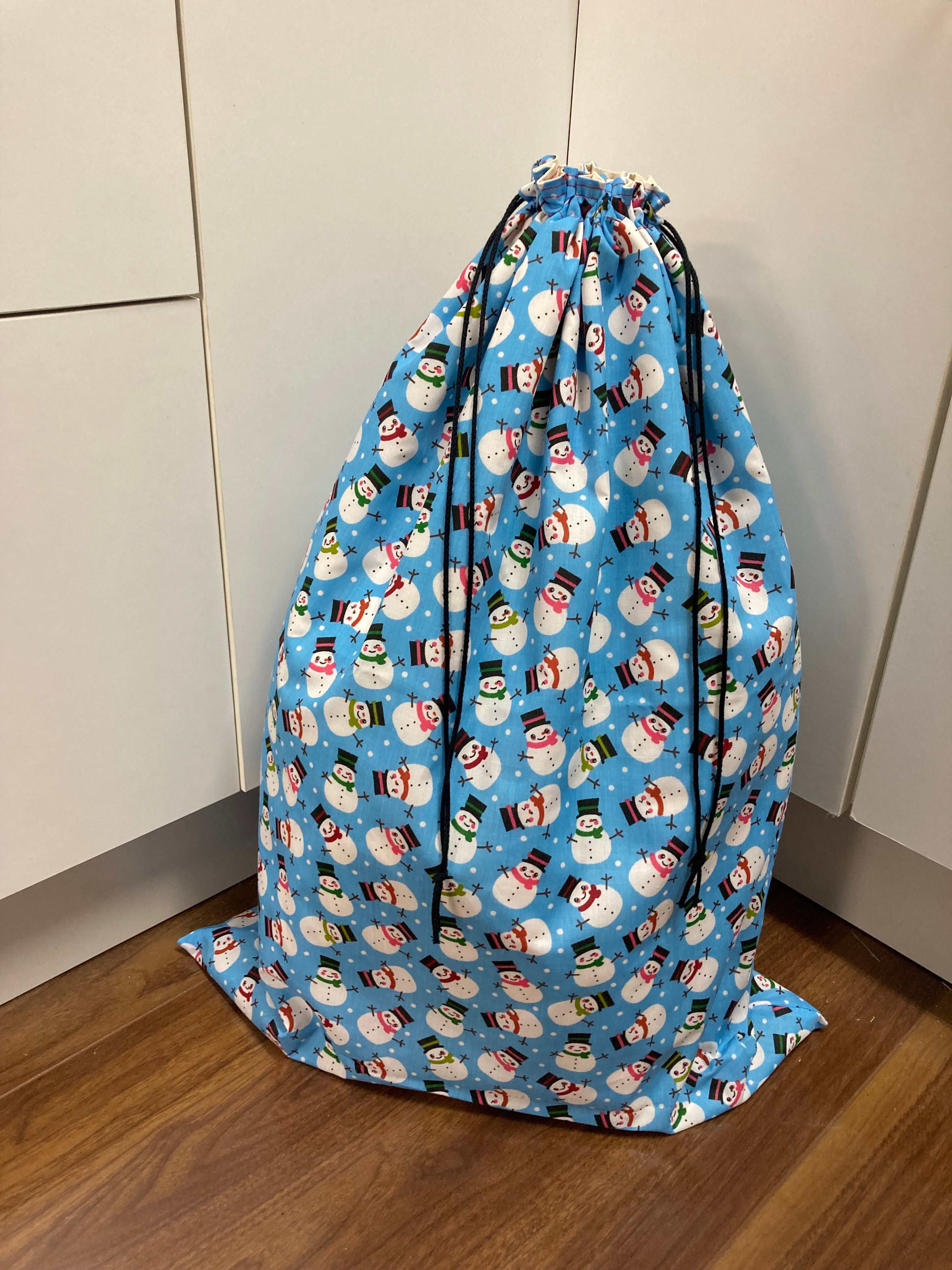 Santa Sack - Large - Snowmen on Blue