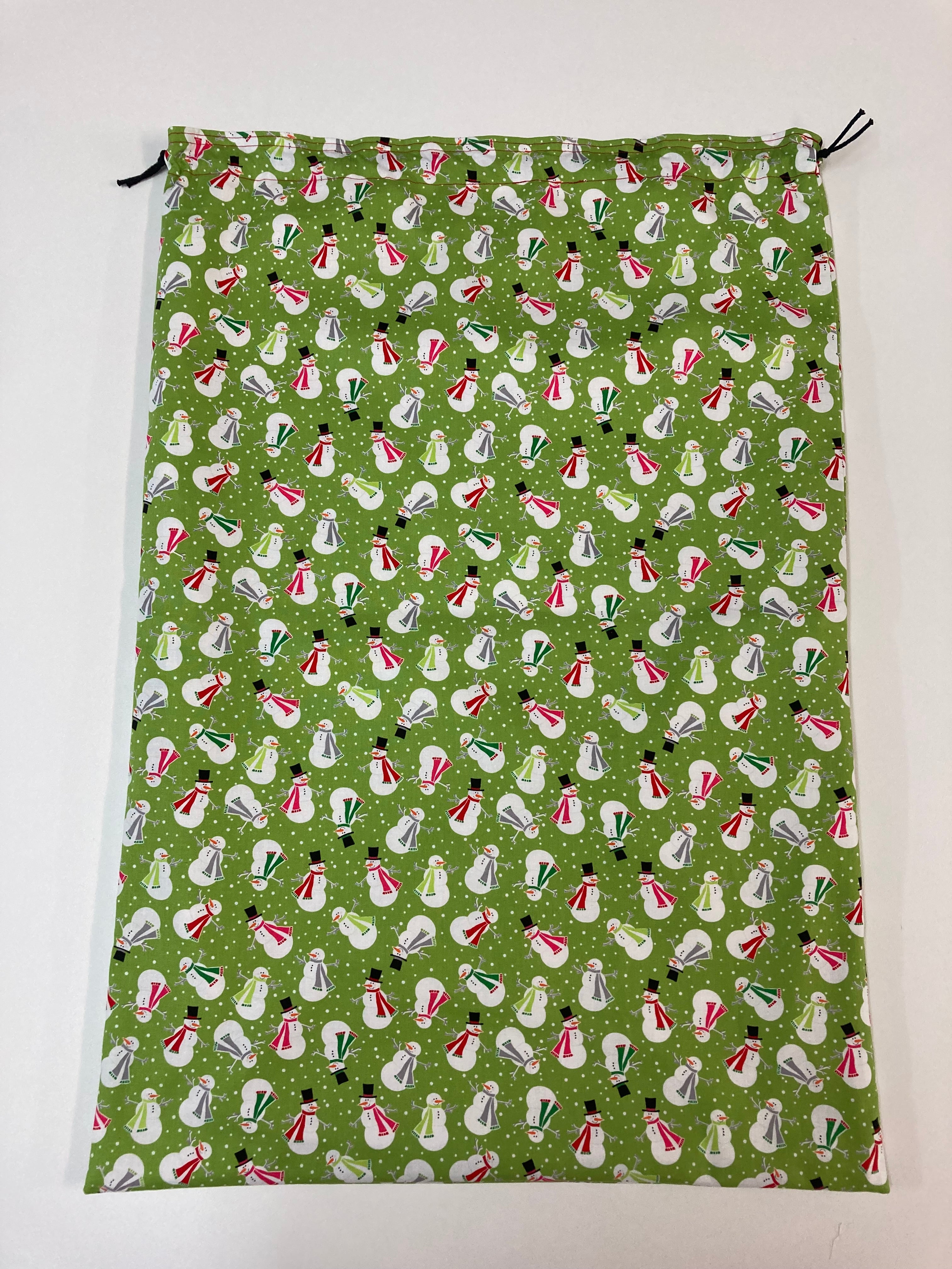 Santa Sack - Large - Snowmen on Lime