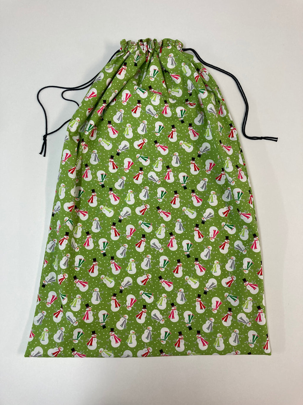 Santa Sack - Large - Snowmen on Lime