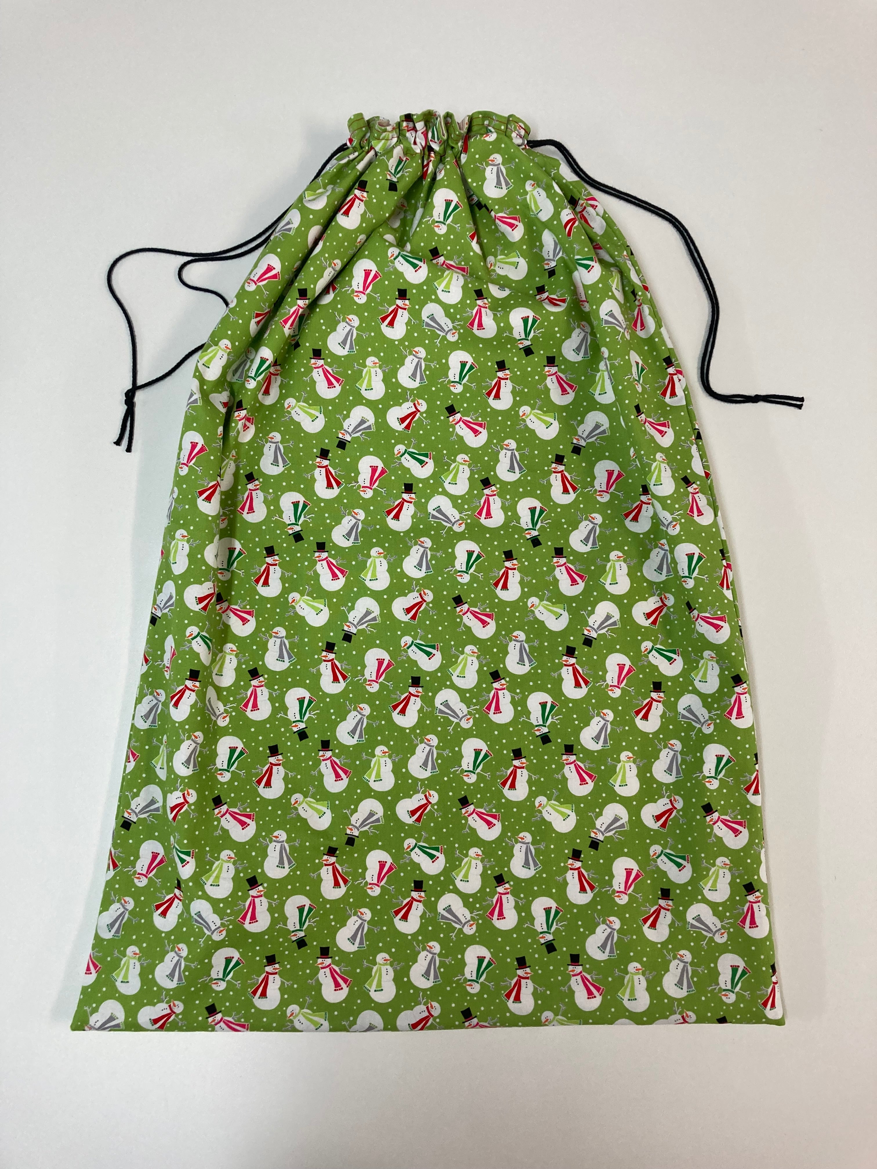 Santa Sack - Large - Snowmen on Lime