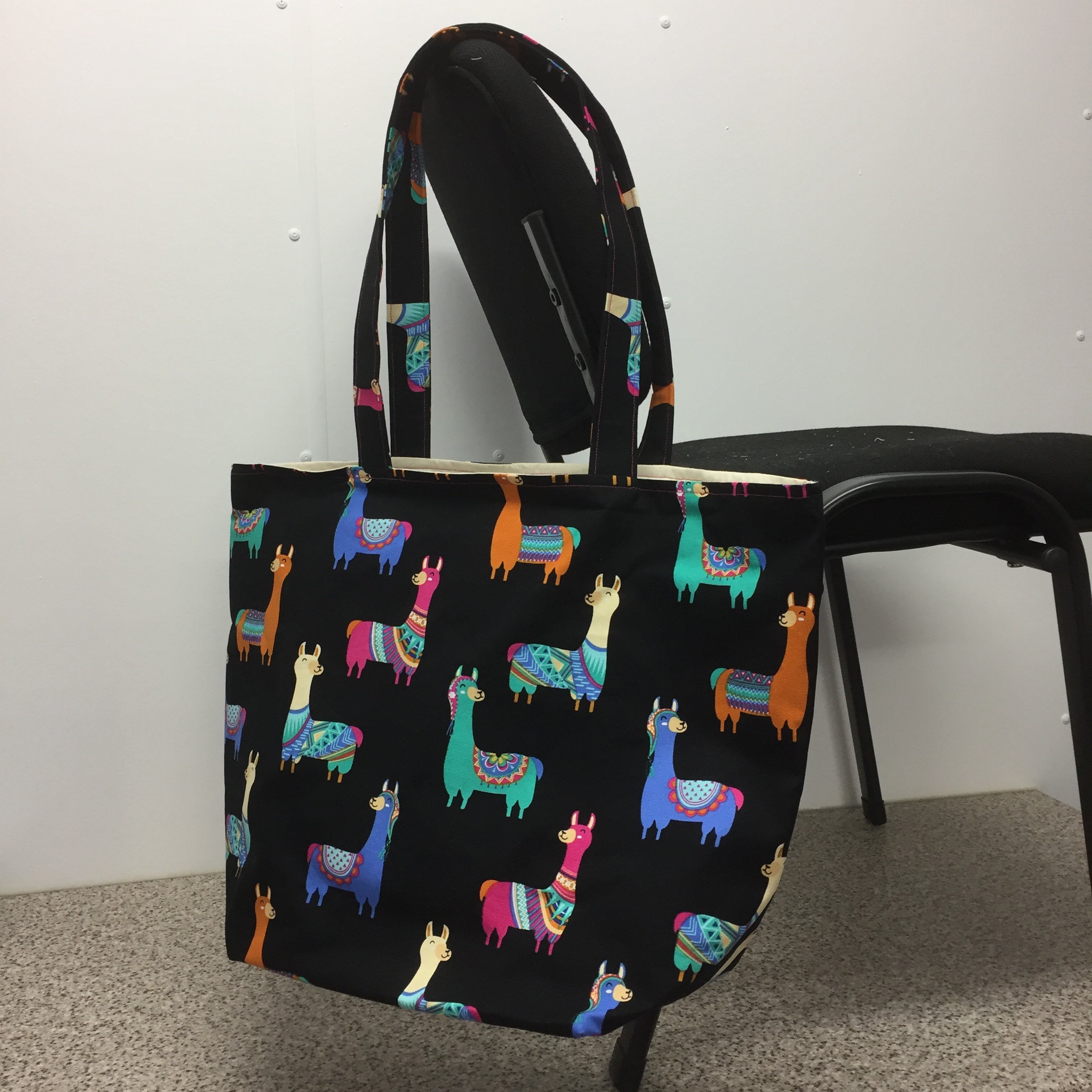 Large Tote Bag – Llamas Black