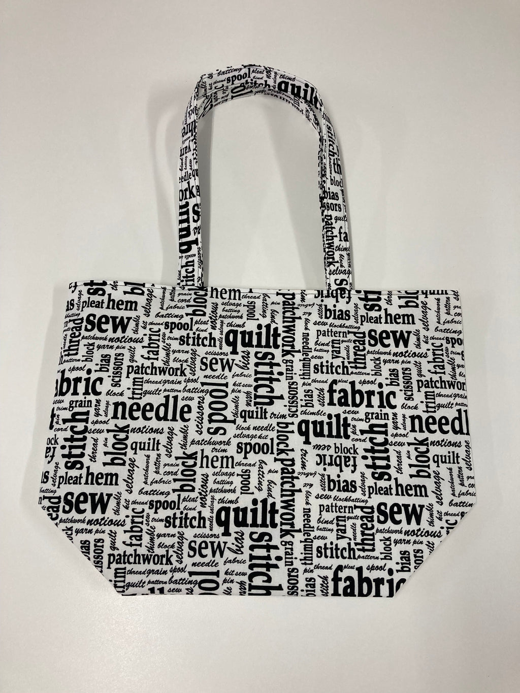Large Tote Bag – Sewing Words on White