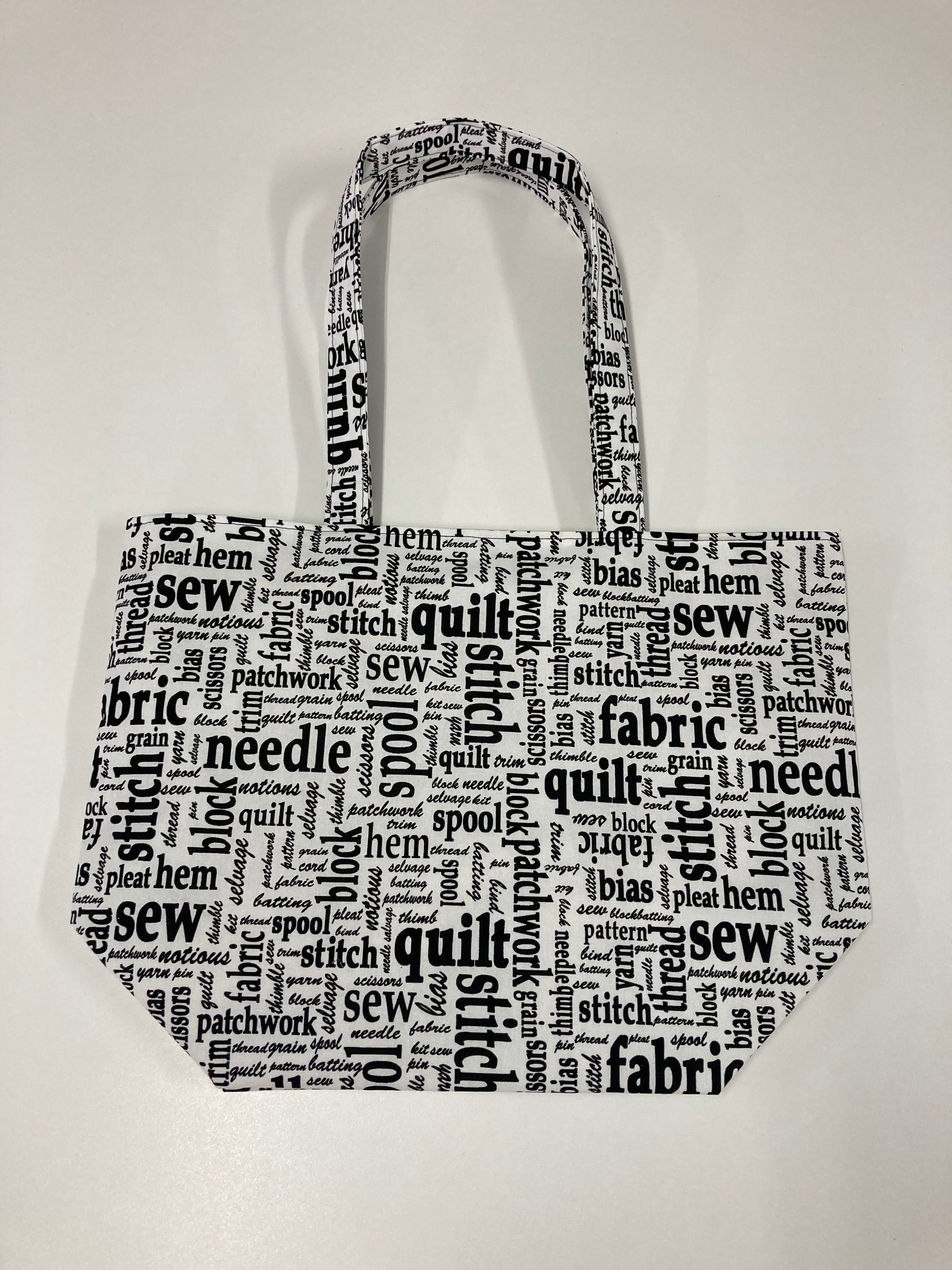 Large Tote Bag – Sewing Words on White