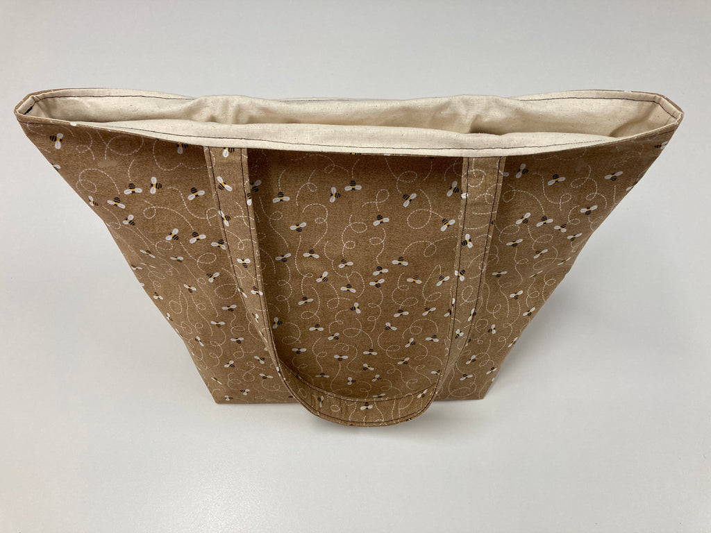 Large Tote Bag – Bees on Taupe