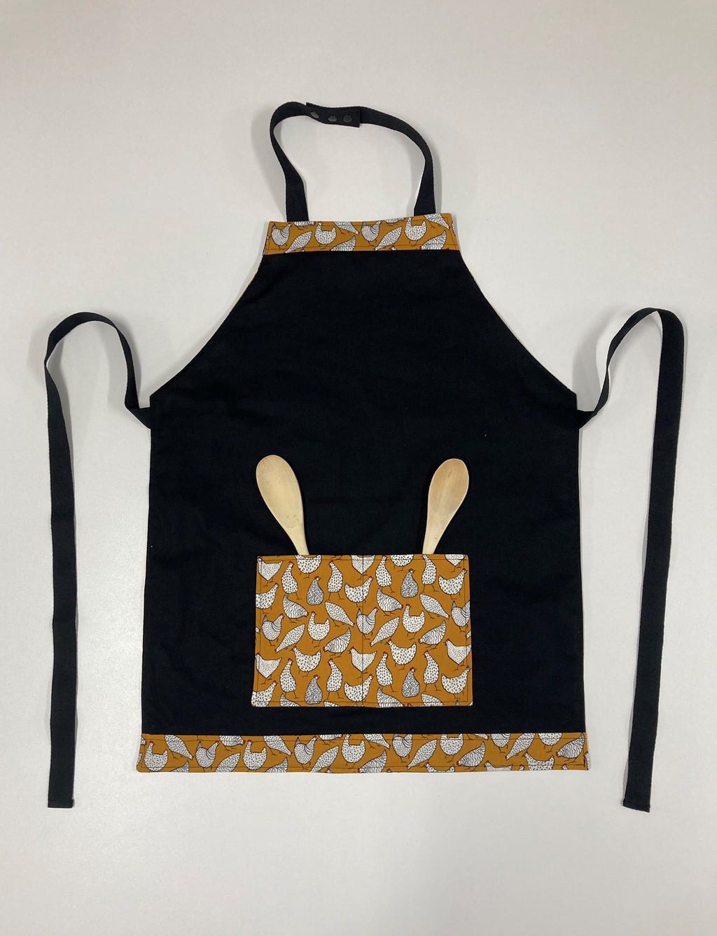 Apron Reversible - Mustard Chooks / Black