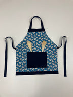 Apron Reversible - Duck Egg Blue Chooks / Navy