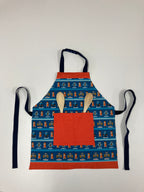Apron Reversible - Dark Blue Robots / Orange
