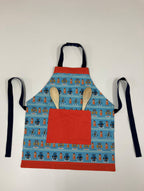 Apron Reversible - Light Blue Robots / Orange