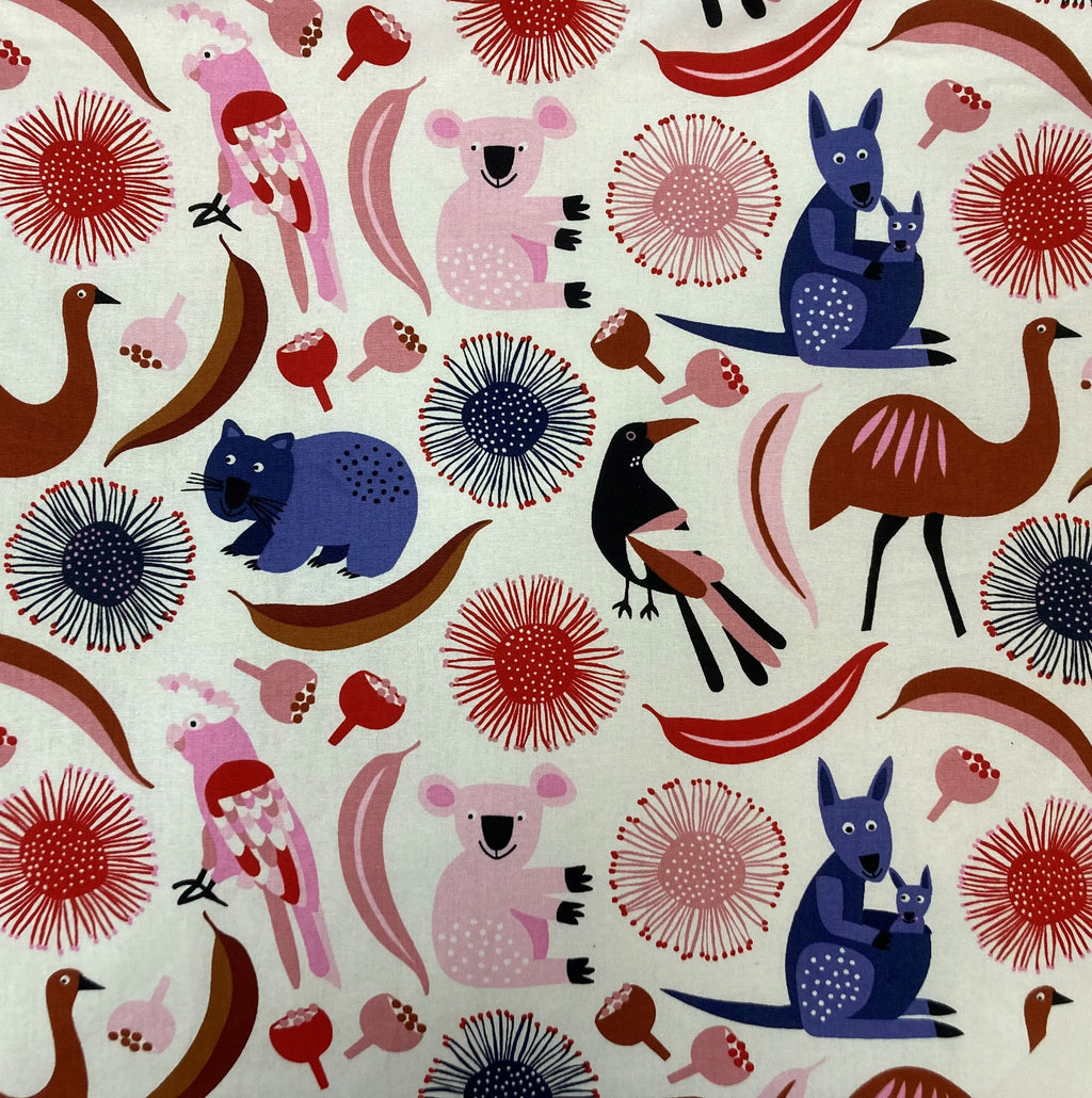 Large Tote Bag – Australian Animals on White