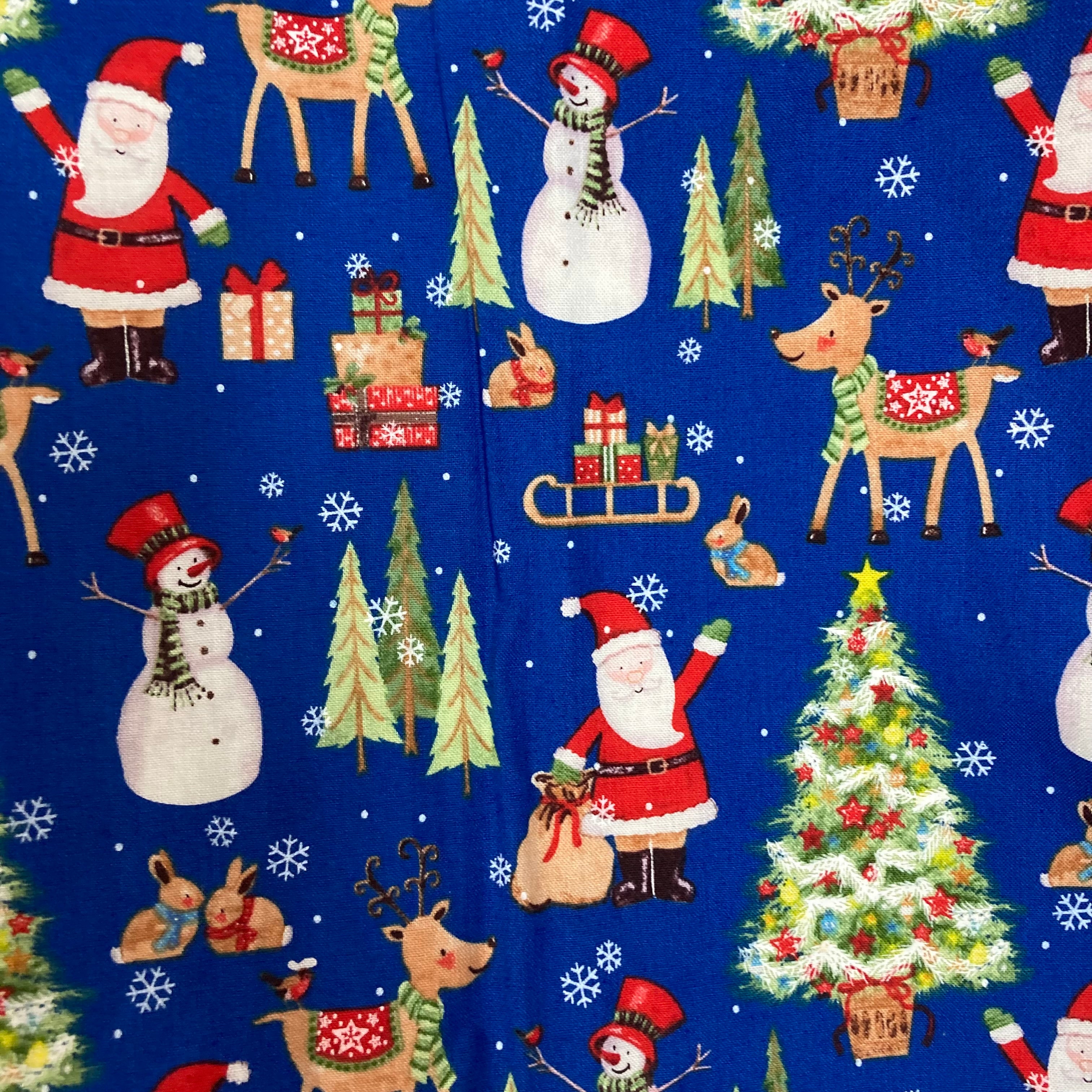 Santa Sack - Large - Christmas Print on Blue