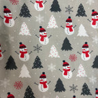 Santa Sack - Large - Snowmen and Xmas Trees on Grey