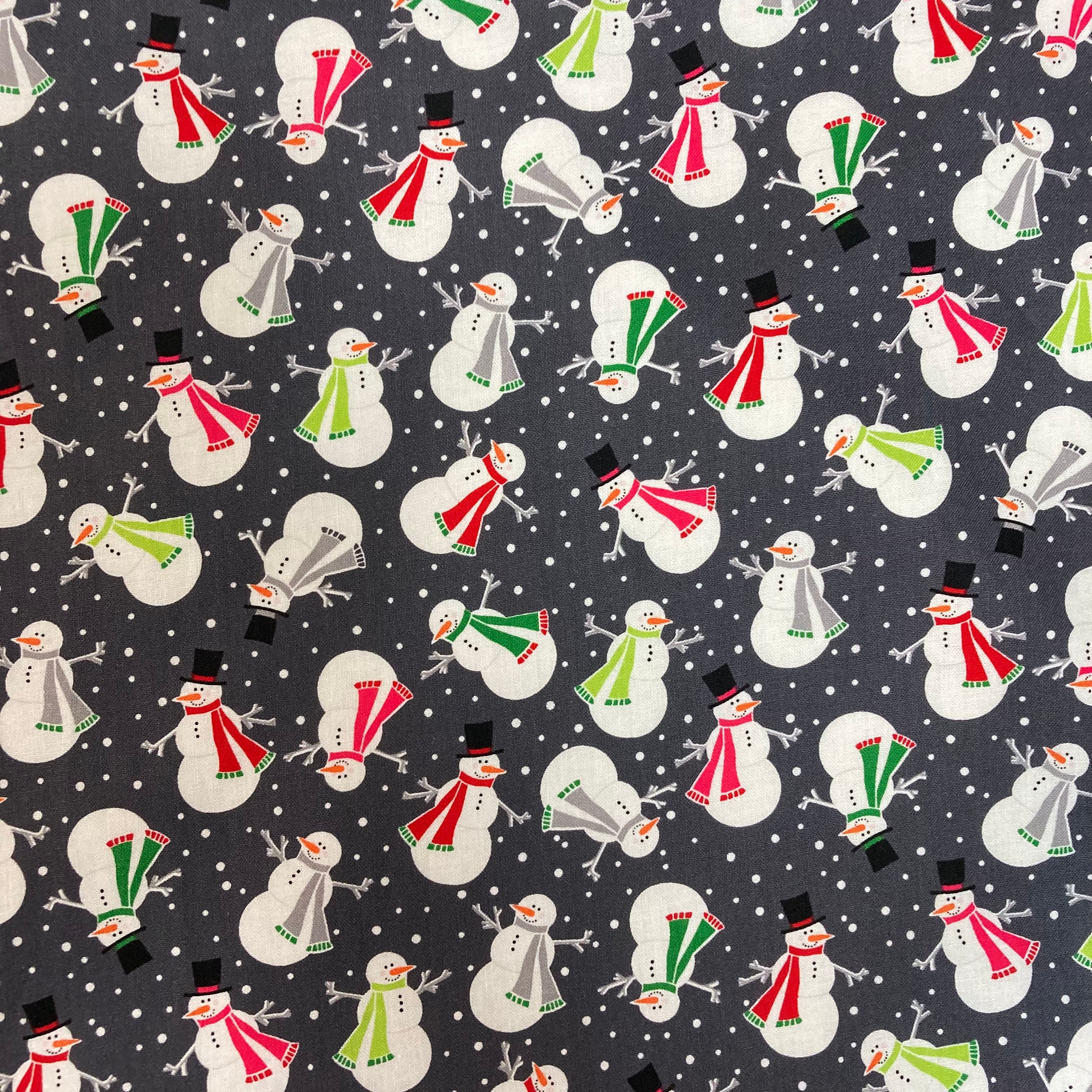 Santa Sack - Large - Snowmen on Dark Grey