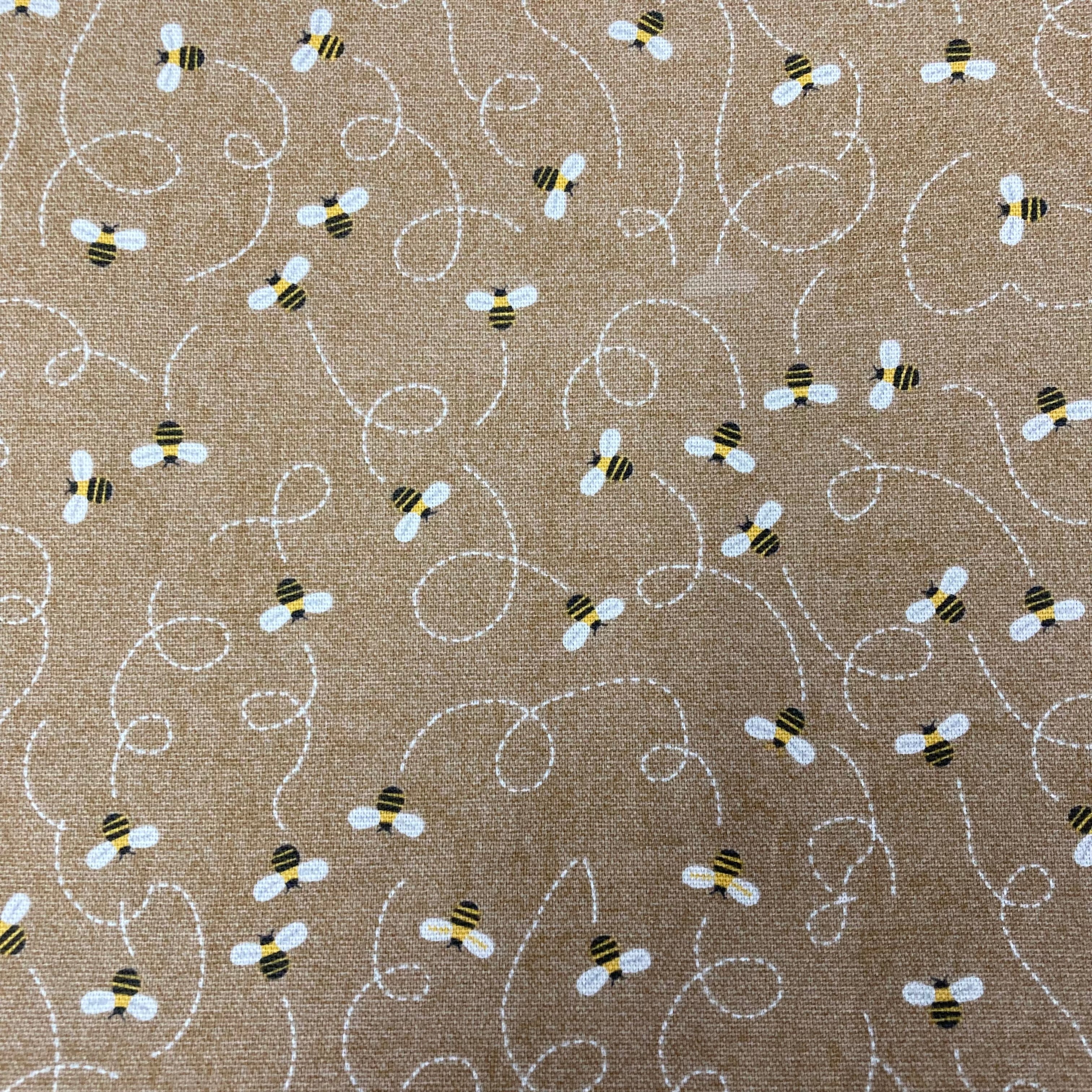 Large Tote Bag – Bees on Taupe
