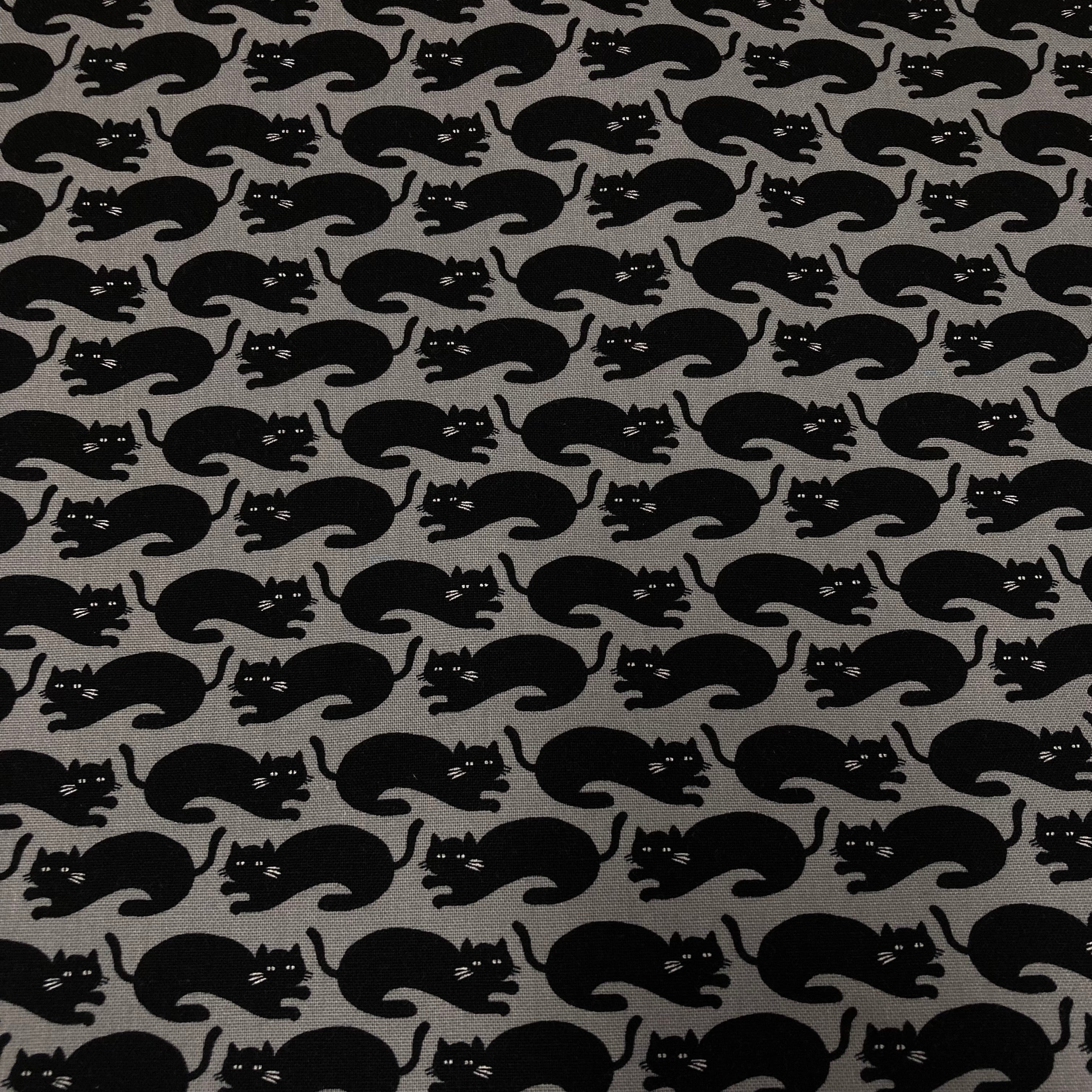 Large Tote Bag – Black Cats on Dark Grey