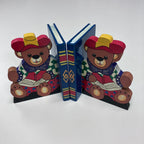 Wooden Bookends - Teddy - Blue Book
