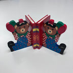 Wooden Bookends - Teddy - Red Book