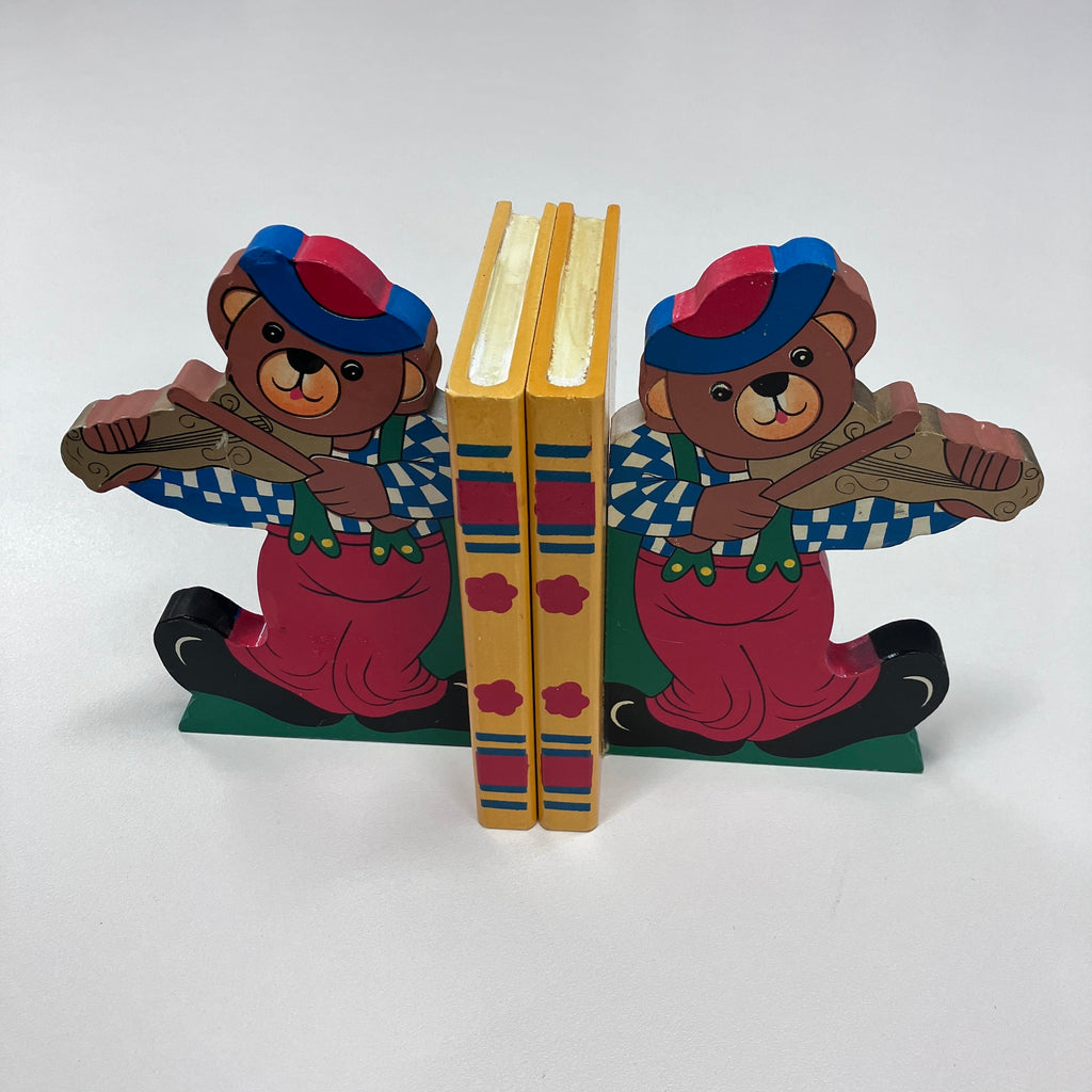 Wooden Bookends - Teddy - Yellow Book