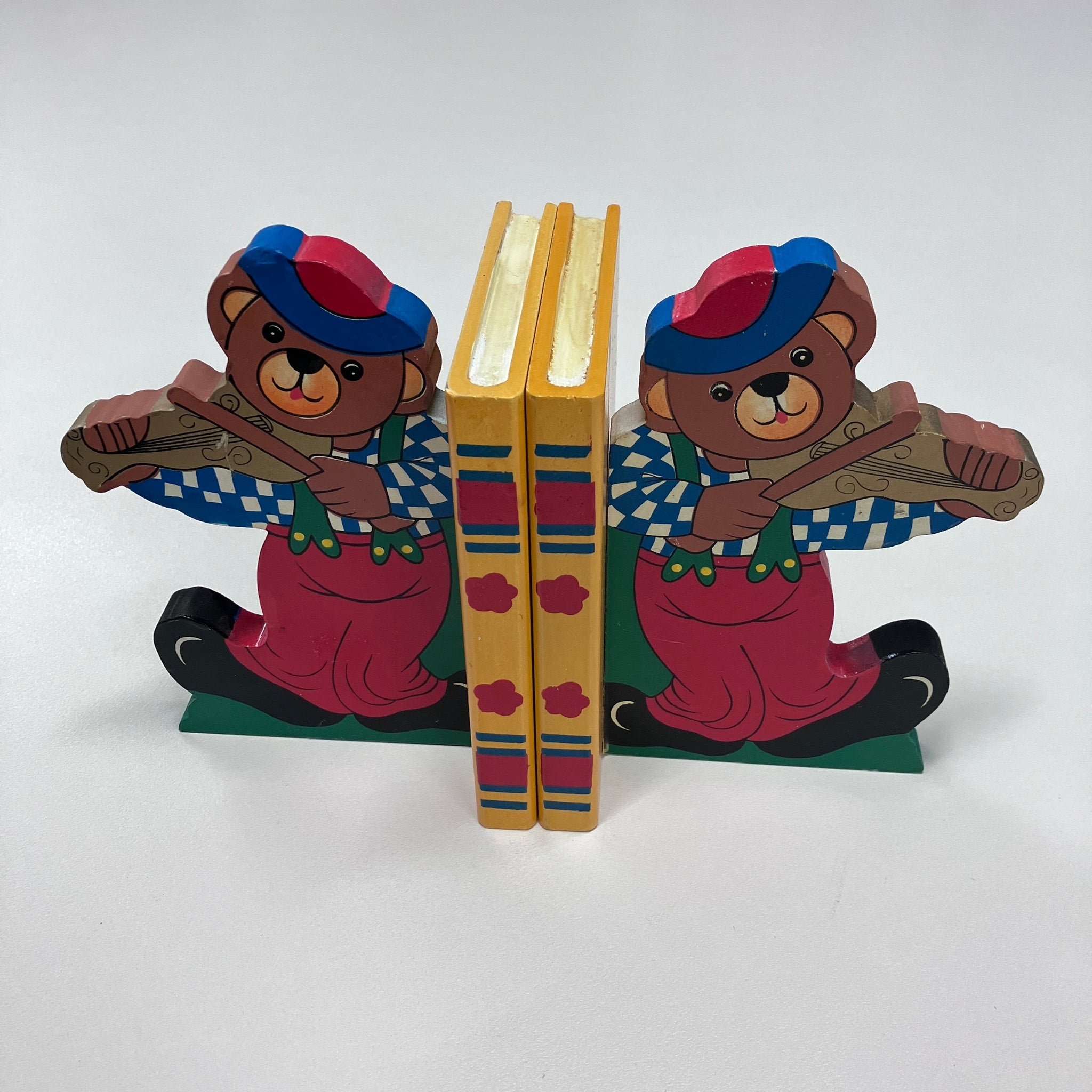 Wooden Bookends - Teddy - Yellow Book
