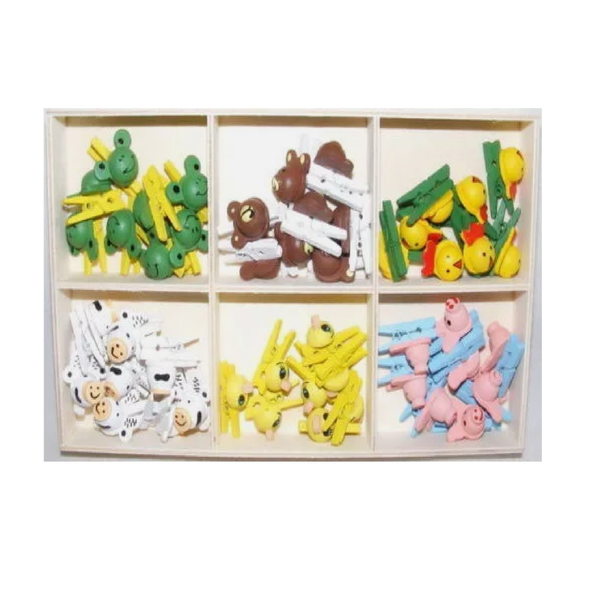 Wooden Mini Pegs in Box - Animal