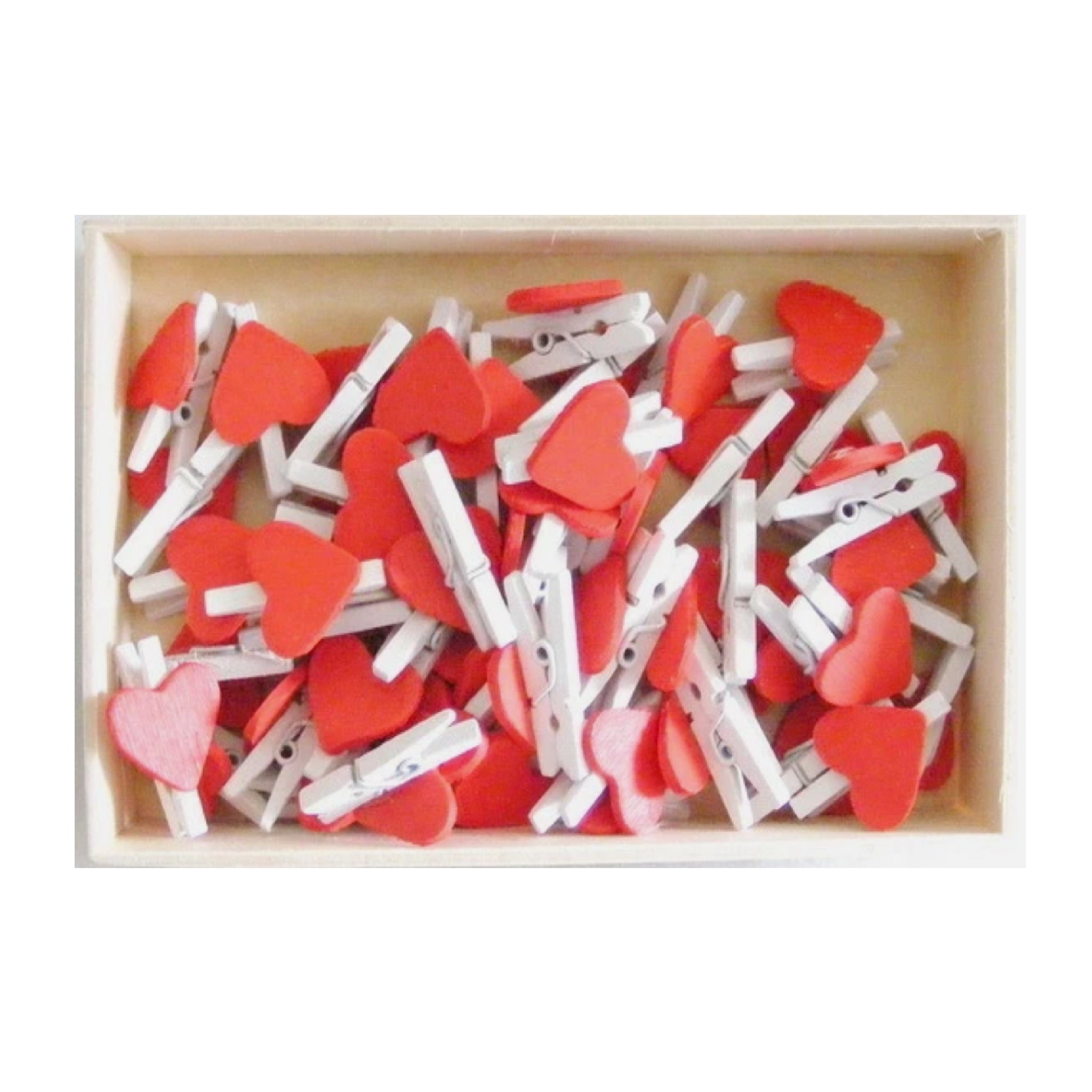 Wooden Mini Pegs in Box - Hearts