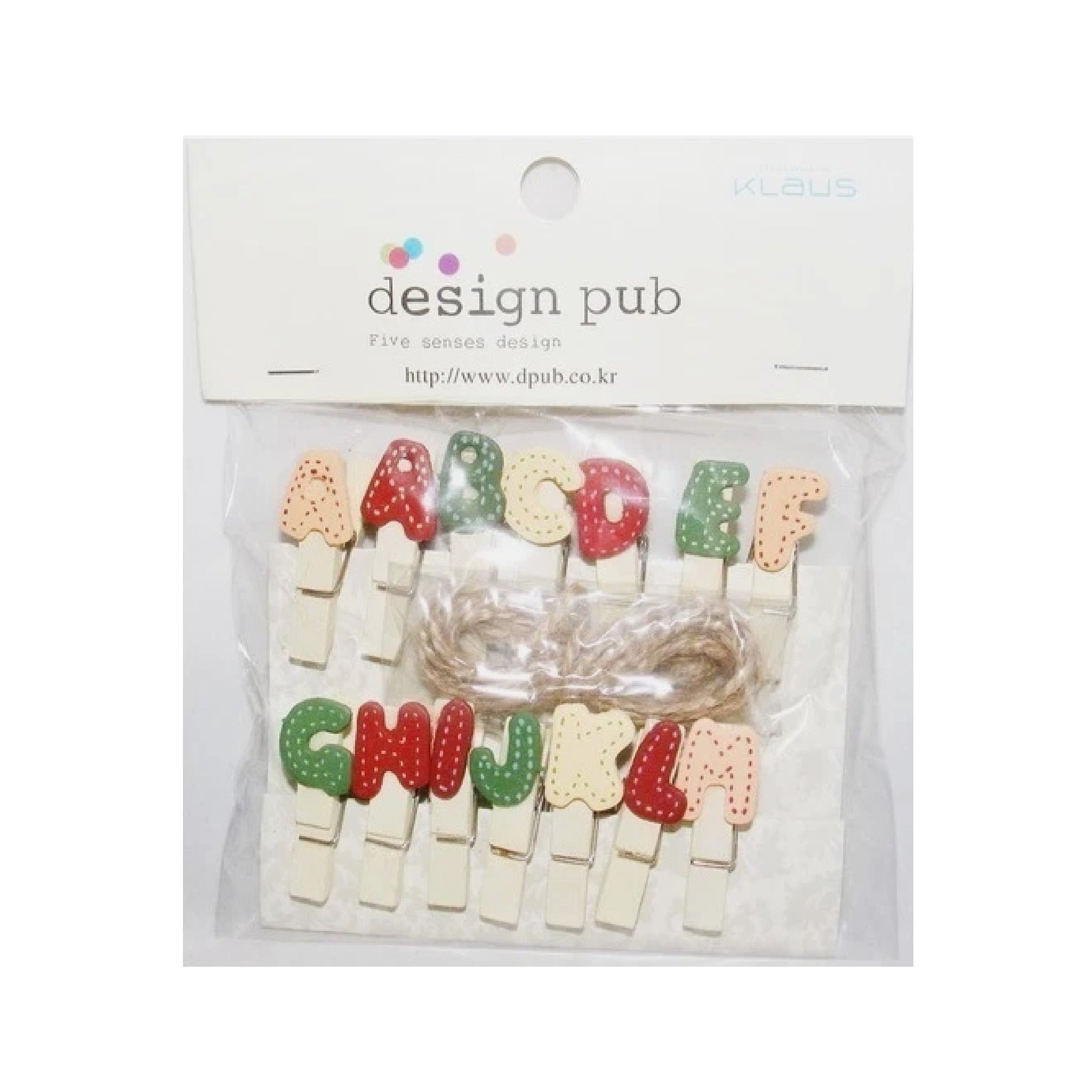 Wooden Mini Pegs in Packet - Alphabet A-M