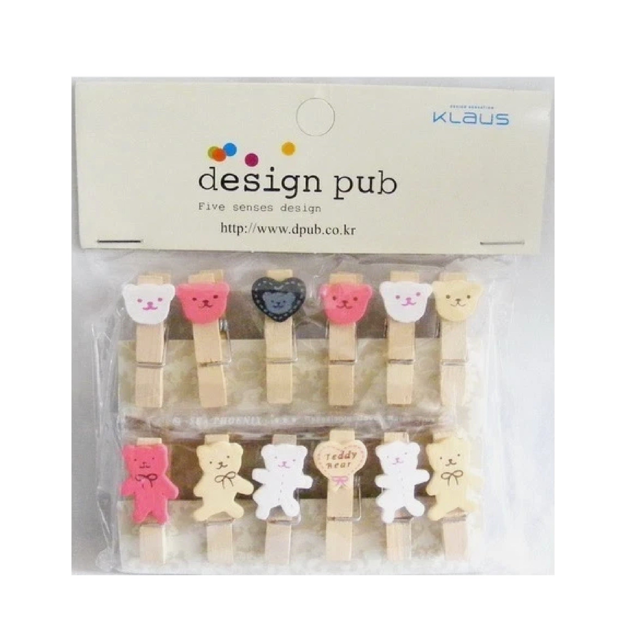 Wooden Mini Pegs in Packet - Bear