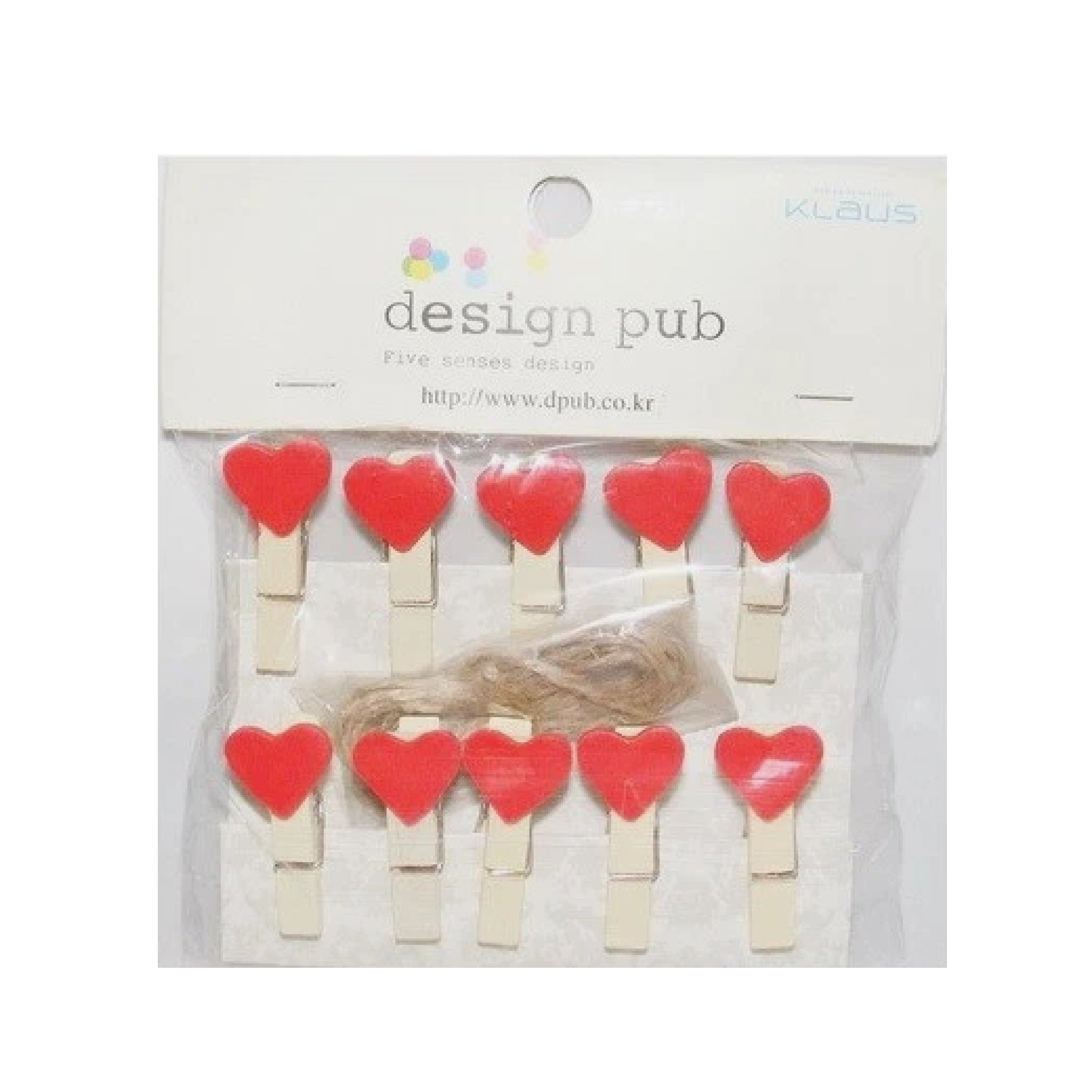 Wooden Mini Pegs in Packet - Heart