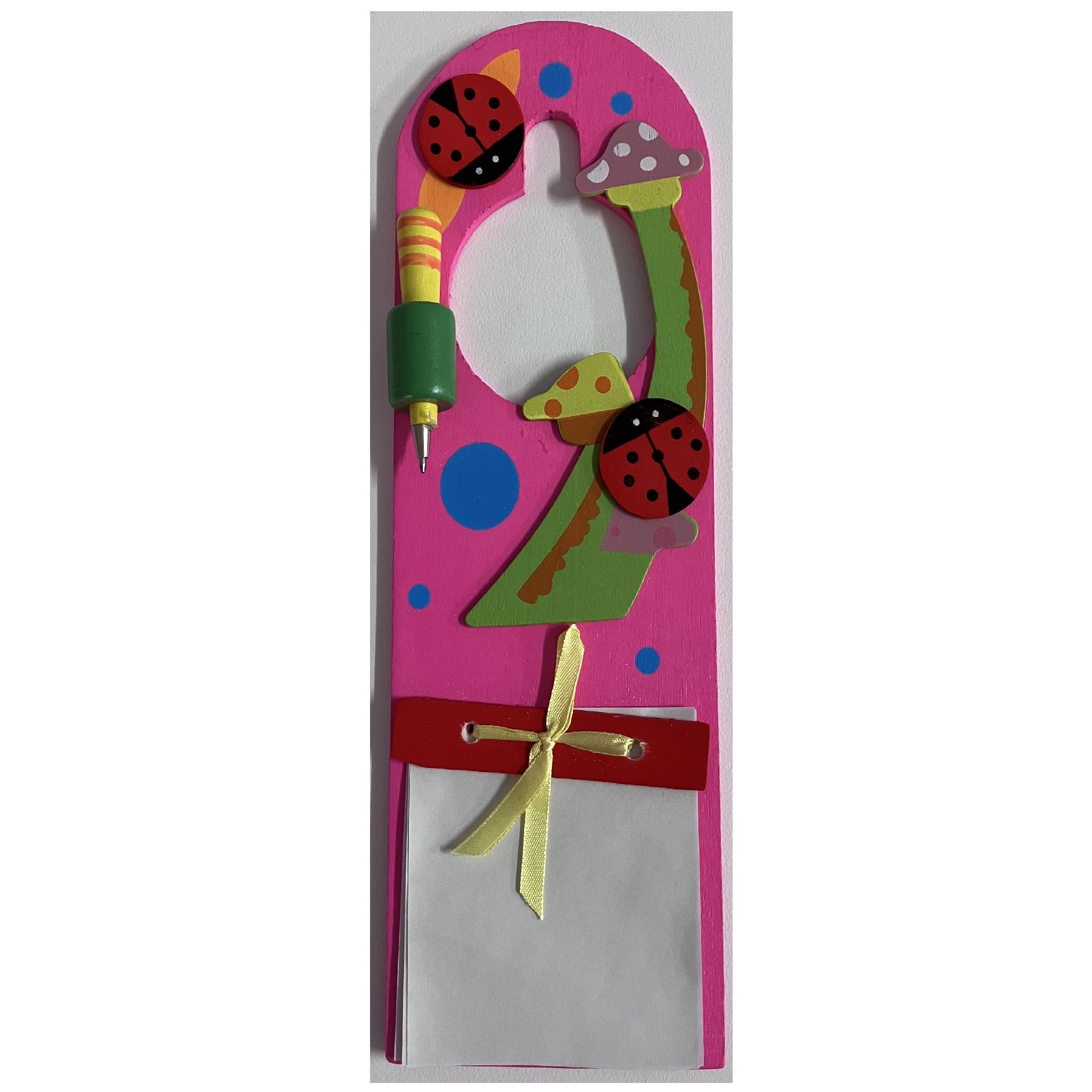 Wooden Door Handle Memo - Ladybird