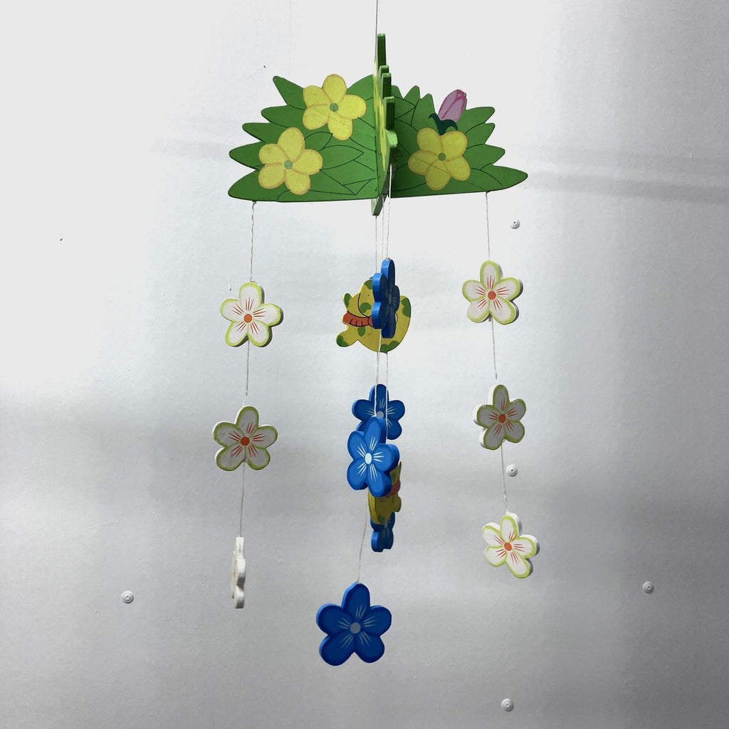 Wooden Mobile - Green Flower - Butterfly