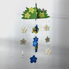 Wooden Mobile - Green Flower - Butterfly