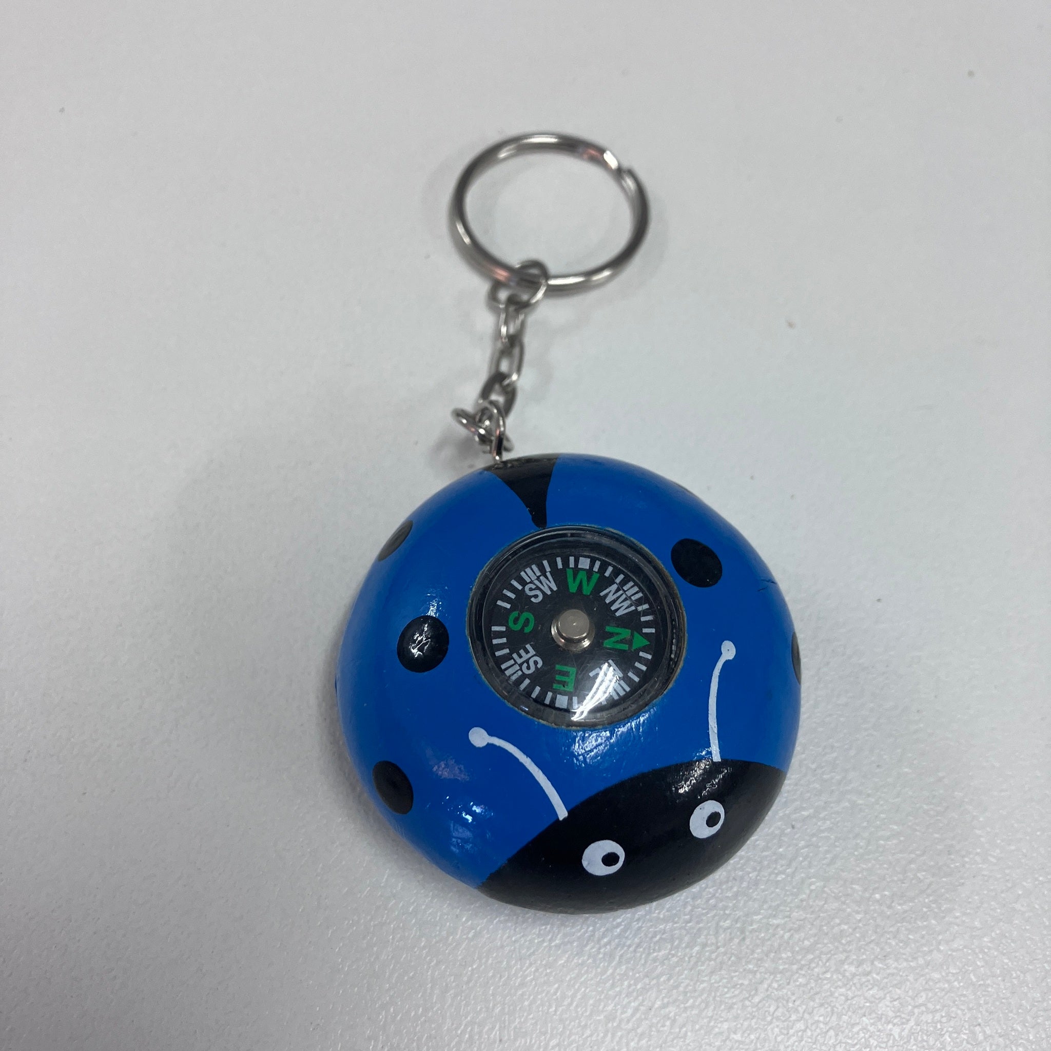 Wooden Keyring with Compass - Assorted Designs