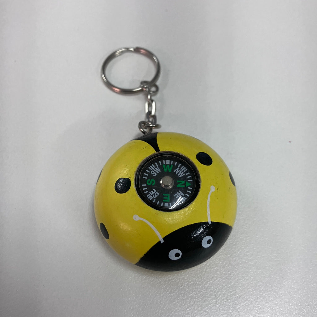 Wooden Keyring with Compass - Assorted Designs